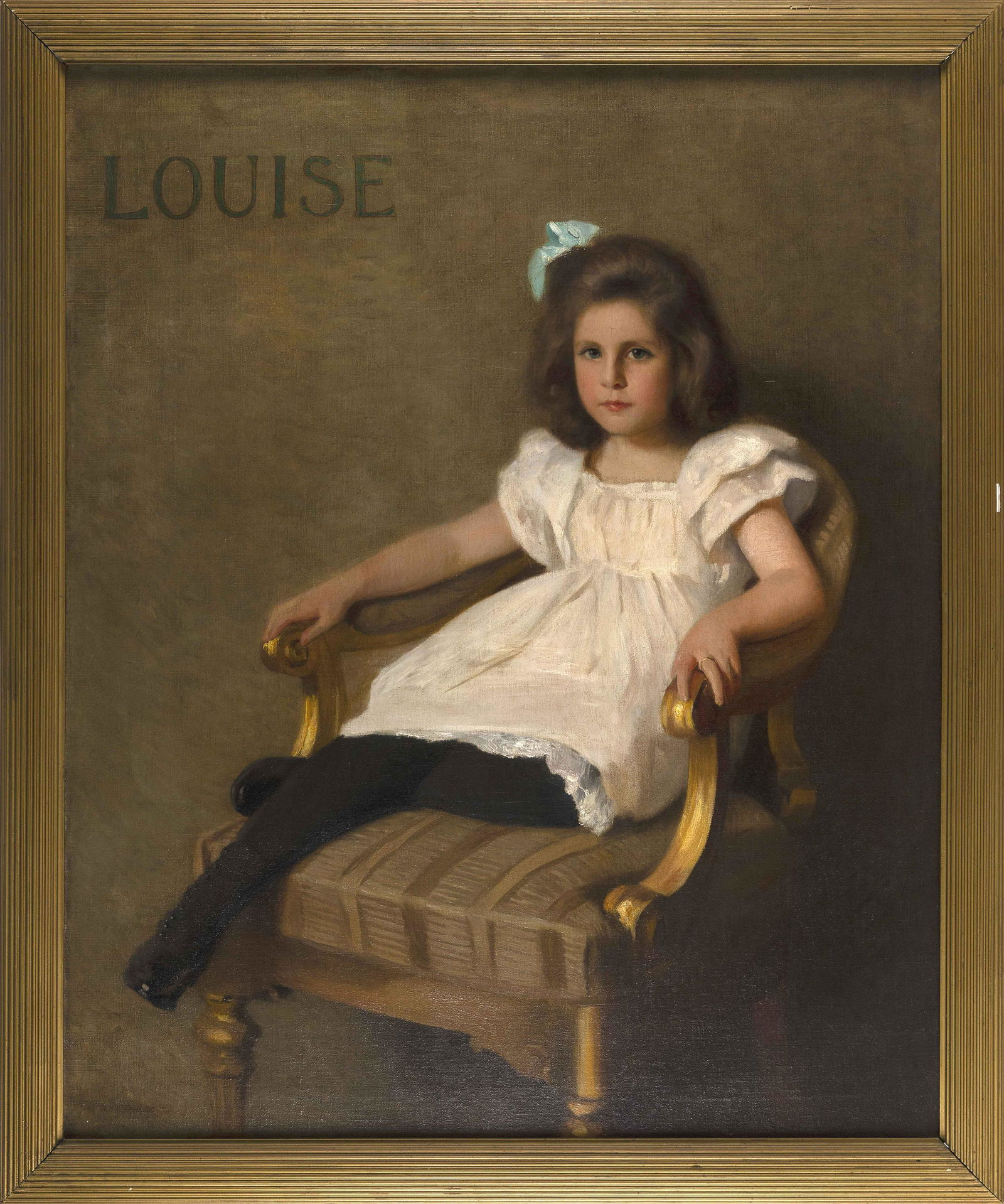 WILLIAM JOHN WHITTEMORE (New York, 1860-1955), Portrait of "Louise" seated in a chair., Oil on (1 of 2)