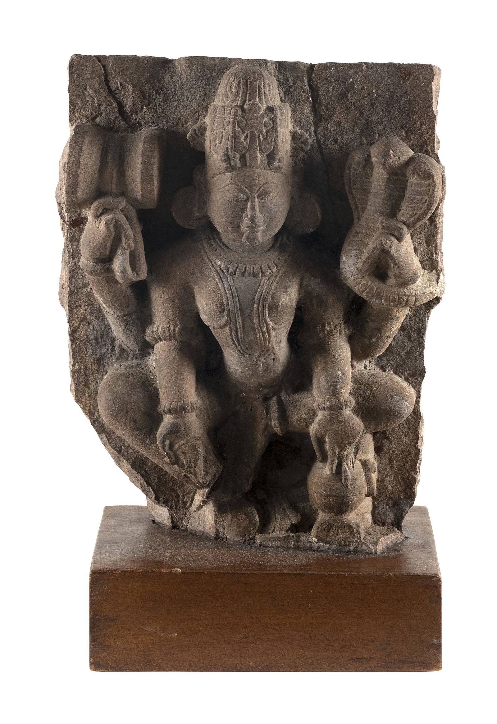 SOUTHEAST ASIAN ARCHAIC CARVED STONE STELE FRAGMENT Height 16”. Length 12”. Mounted on a (1 of 8)