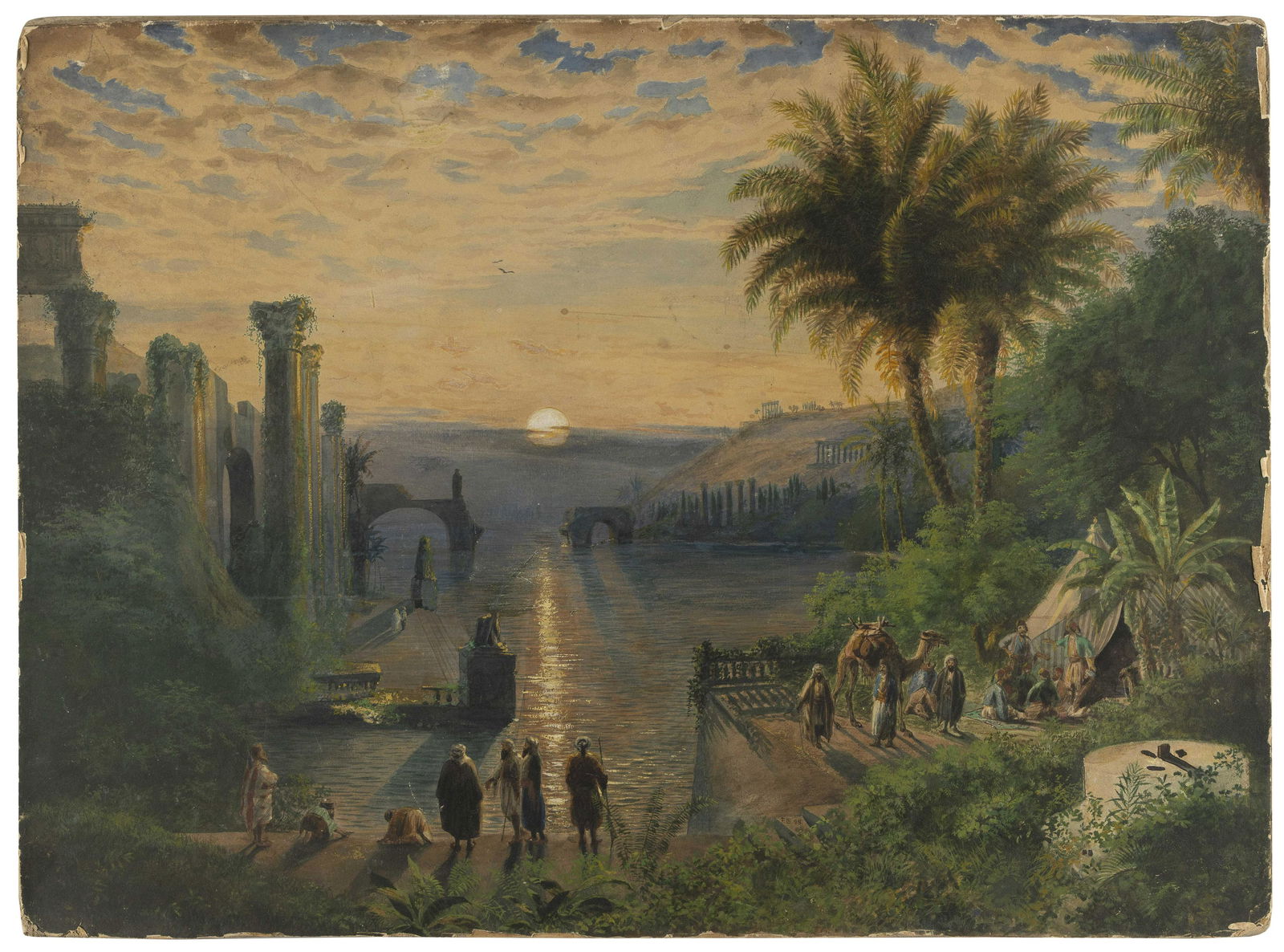 FREDERIC ARTHUR BRIDGMAN (New York/France, 1847-1928), Middle Eastern scene at sunset, 1888., Mixed (1 of 1)