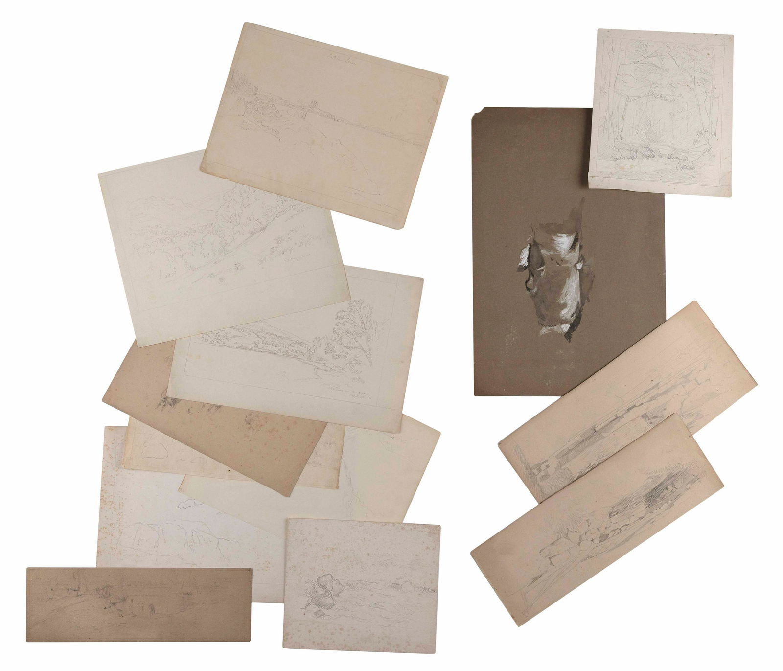 MARTIN JOHNSON HEADE (New York/California/Florida/Brazil, 1819-1904), Twelve pencil drawings and the (1 of 2)