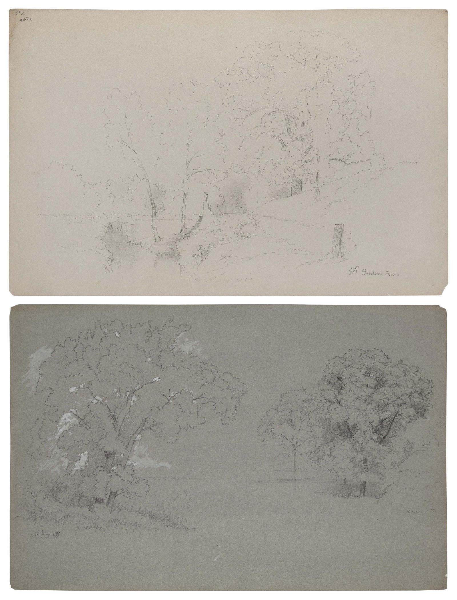 DAVID JOHNSON (America, 1827-1908), Two pencil drawings:, Both 12.25” x 19”. Unframed. (1 of 1)