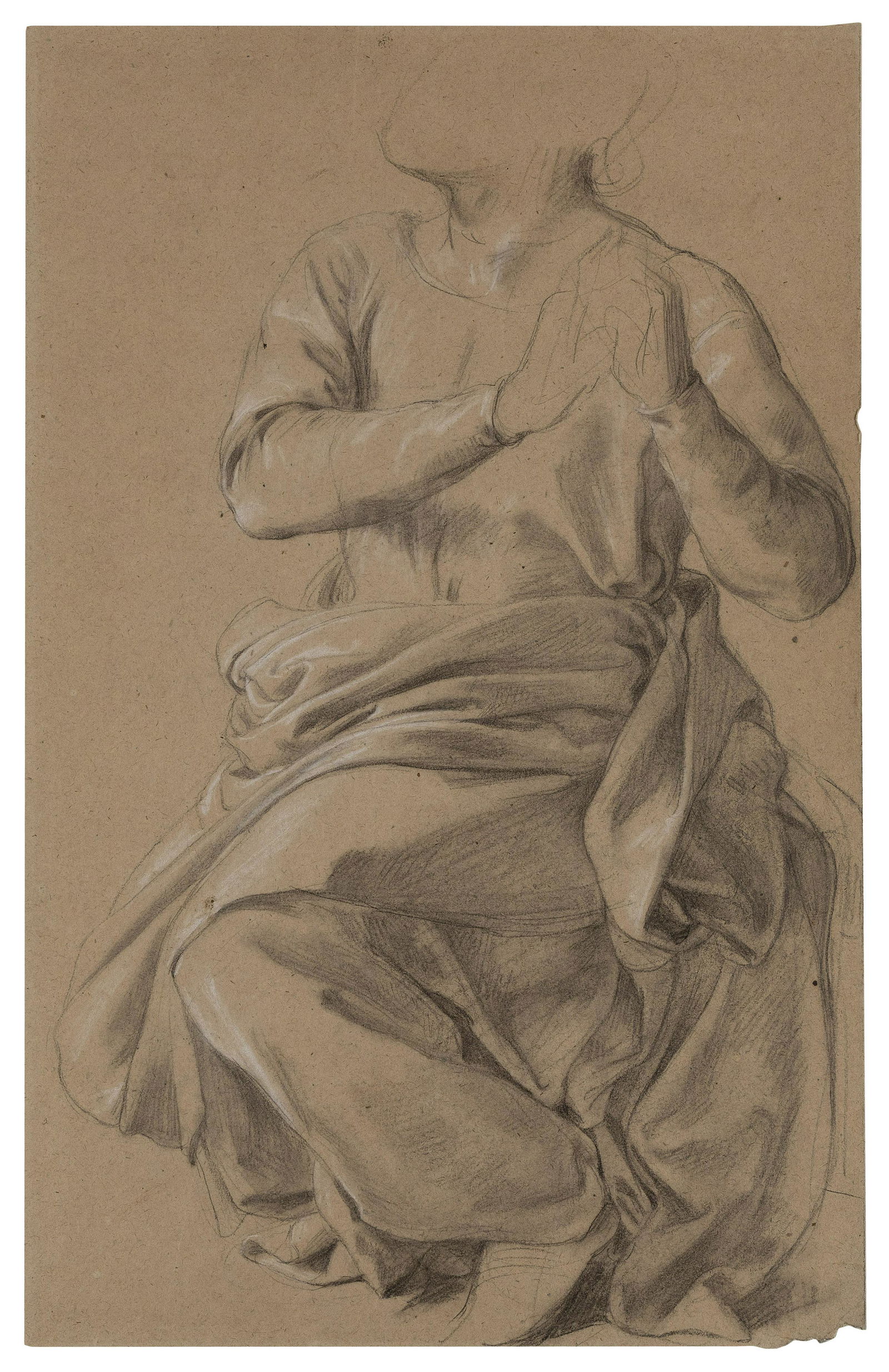 ATTRIBUTED TO LORD FREDERIC LEIGHTON (United Kingdom, 1830-1896), Classically draped figure., Pencil (1 of 1)