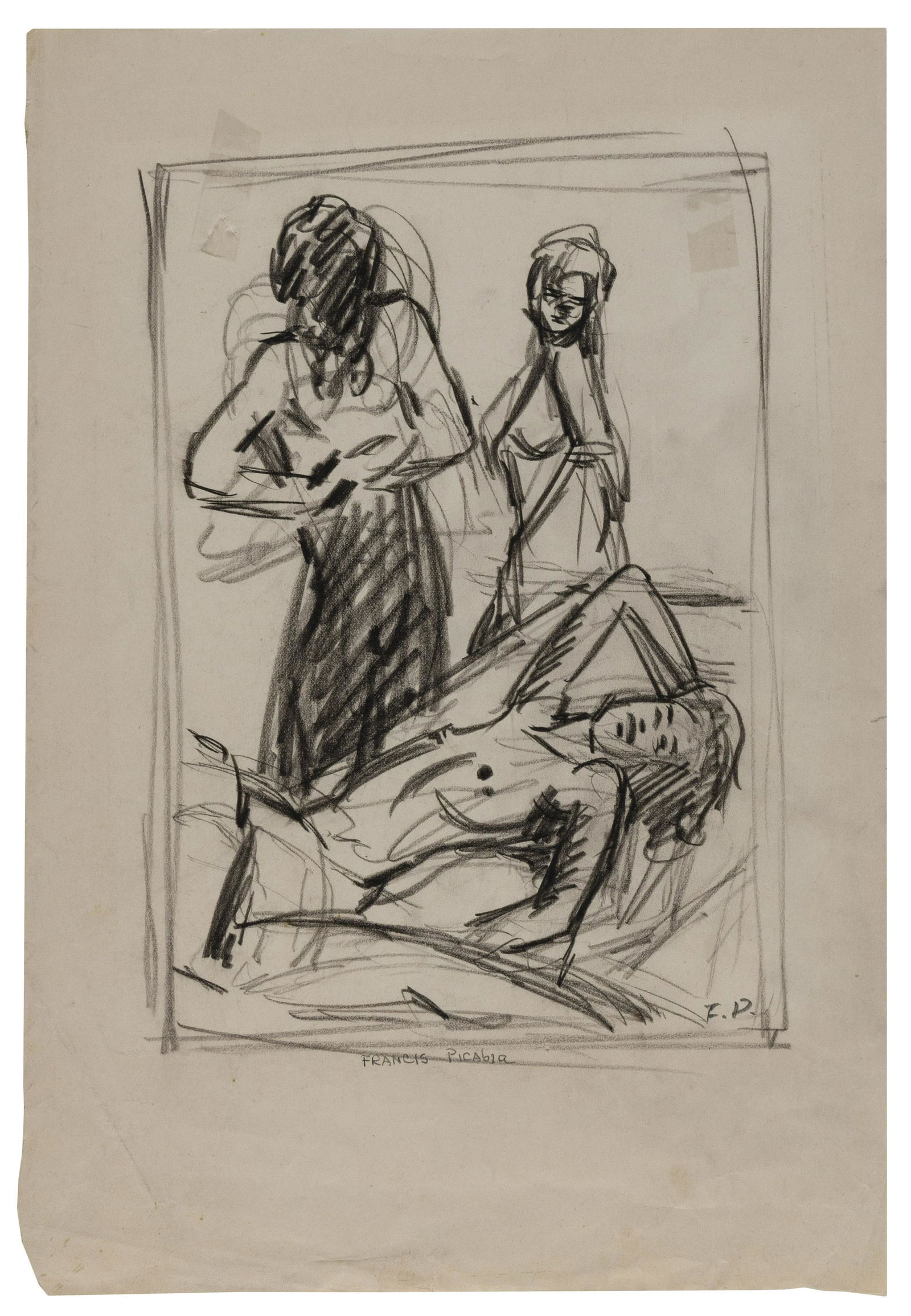 FRANCIS PICABIA (New York/France, 1879-1953), Figure study., Conte crayon on smooth wove paper, (1 of 1)