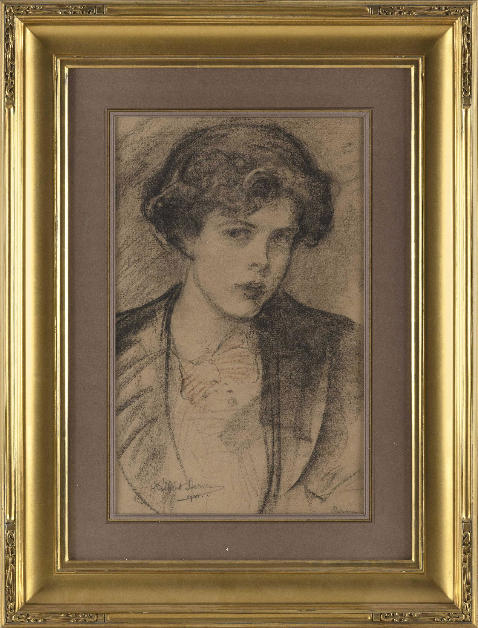 ALBERT EDWARD STERNER (New York/England, 1863-1946), Mildred Bigelow, 1910., Charcoal and conte (1 of 1)