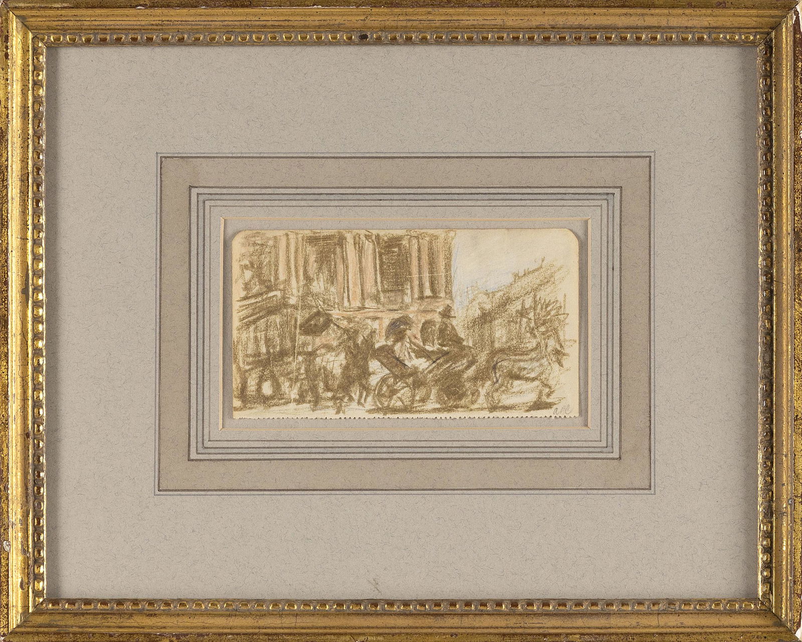 ARTHUR BEECHER CARLES, JR. (Pennsylvania, 1882-1952), Horses and carriages., Pastel on sketchbook (1 of 2)