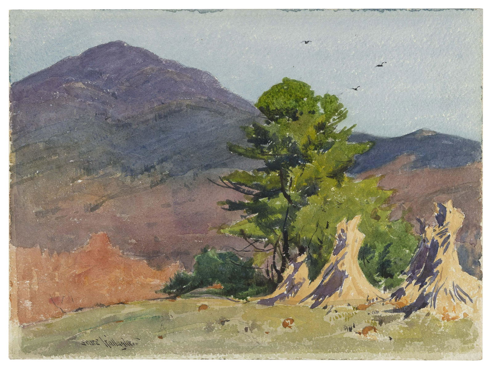 SEARS GALLAGHER (Massachusetts, 1869-1955), New Hampshire's White Mountains in autumn., Watercolor (1 of 1)