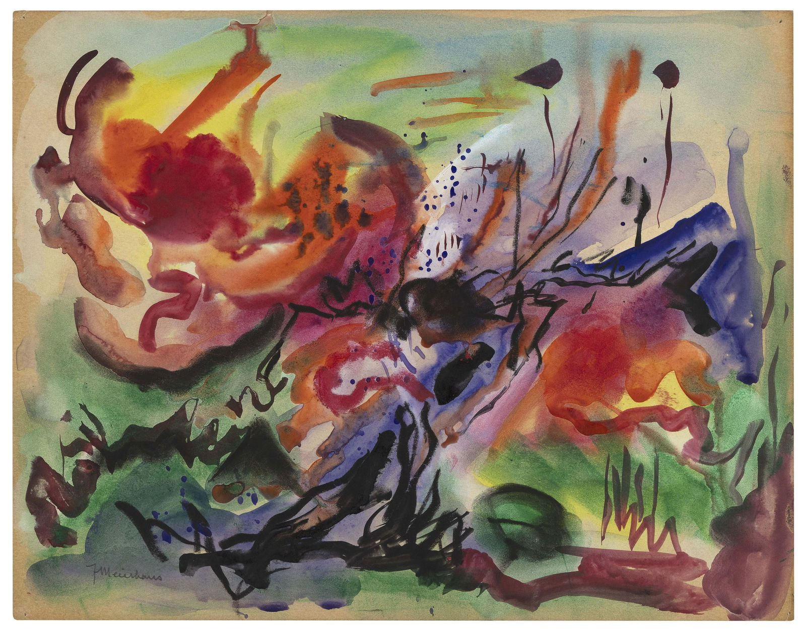 JOSEPH MEIERHANS (New York/Pennsylvania/North Carolina/Switzerland, 1890-1980), Abstract: JOSEPH MEIERHANSNew York/Pennsylvania/North Carolina/Switzerland, 1890-1980Abstract composition. Signed lower left “J Meierhans”. Pencil inscriptions “7/14/S” and “No 137