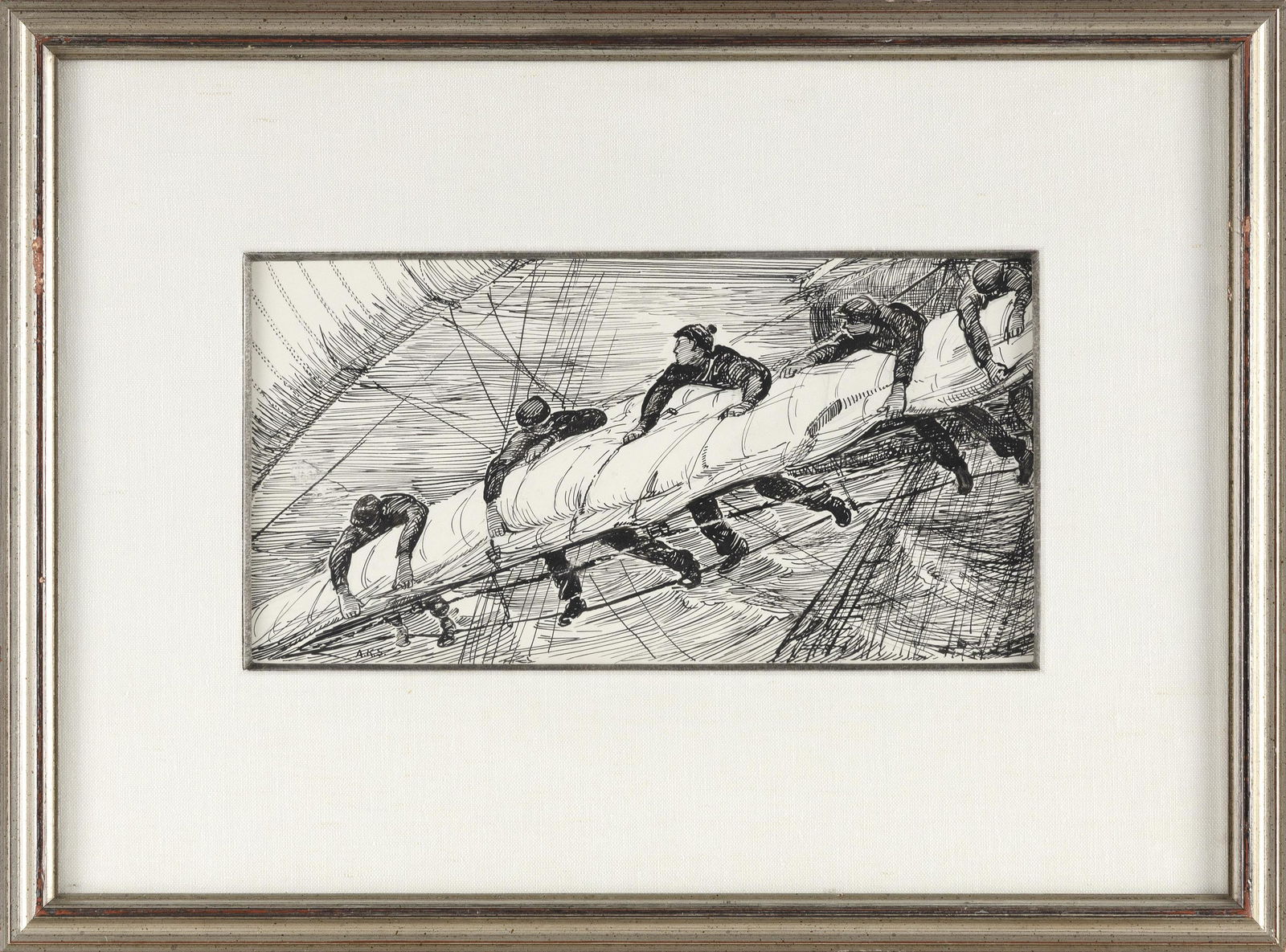 ALICE KENT PEARSON STODDARD (Pennsylvania/Connecticut, 1883-1976), Sailors., Pen and ink on paper, (1 of 2)