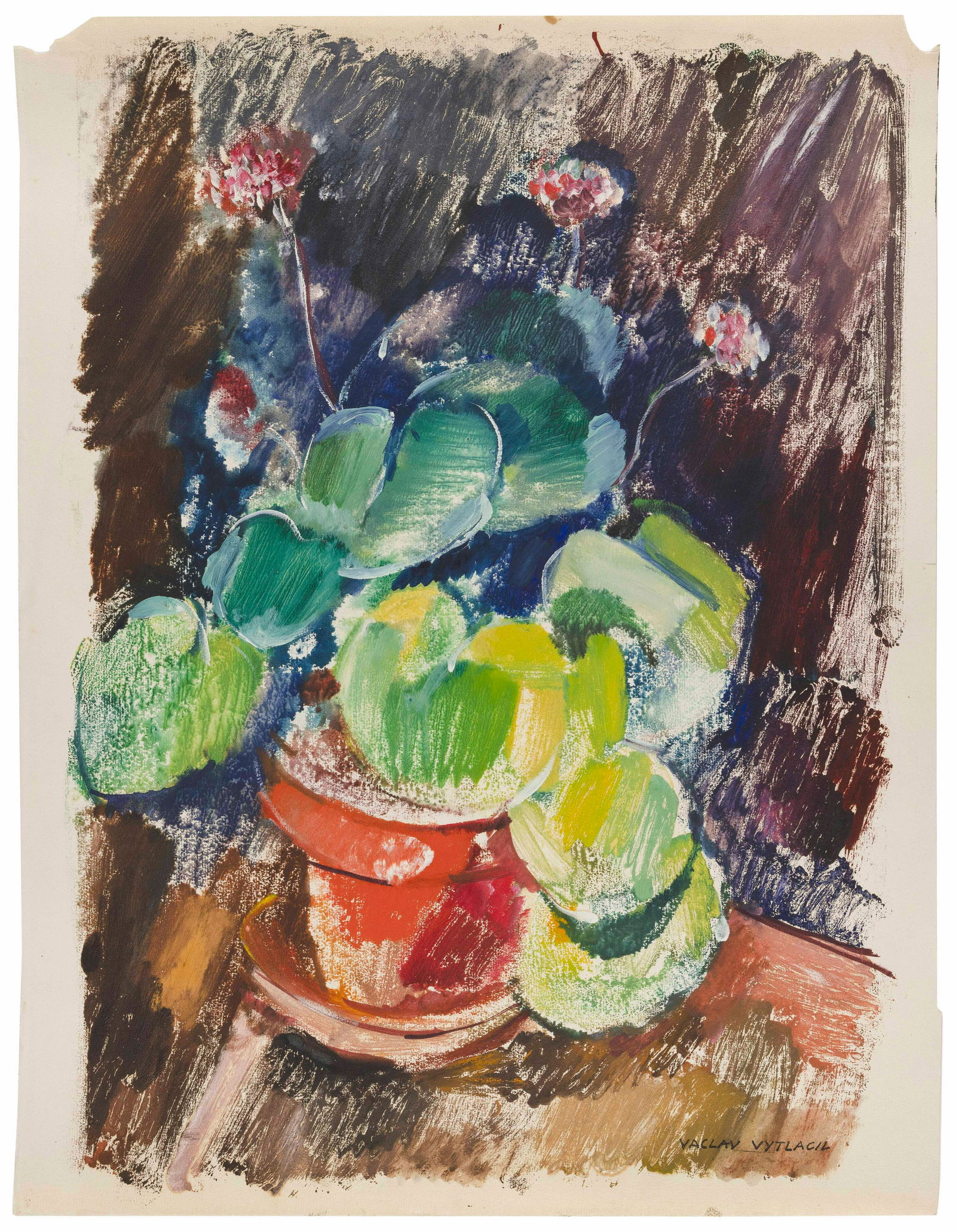 VACLAV VYTLACIL (New York/California, 1892-1984), Plant still life., Monotype, 22.5” x (1 of 1)