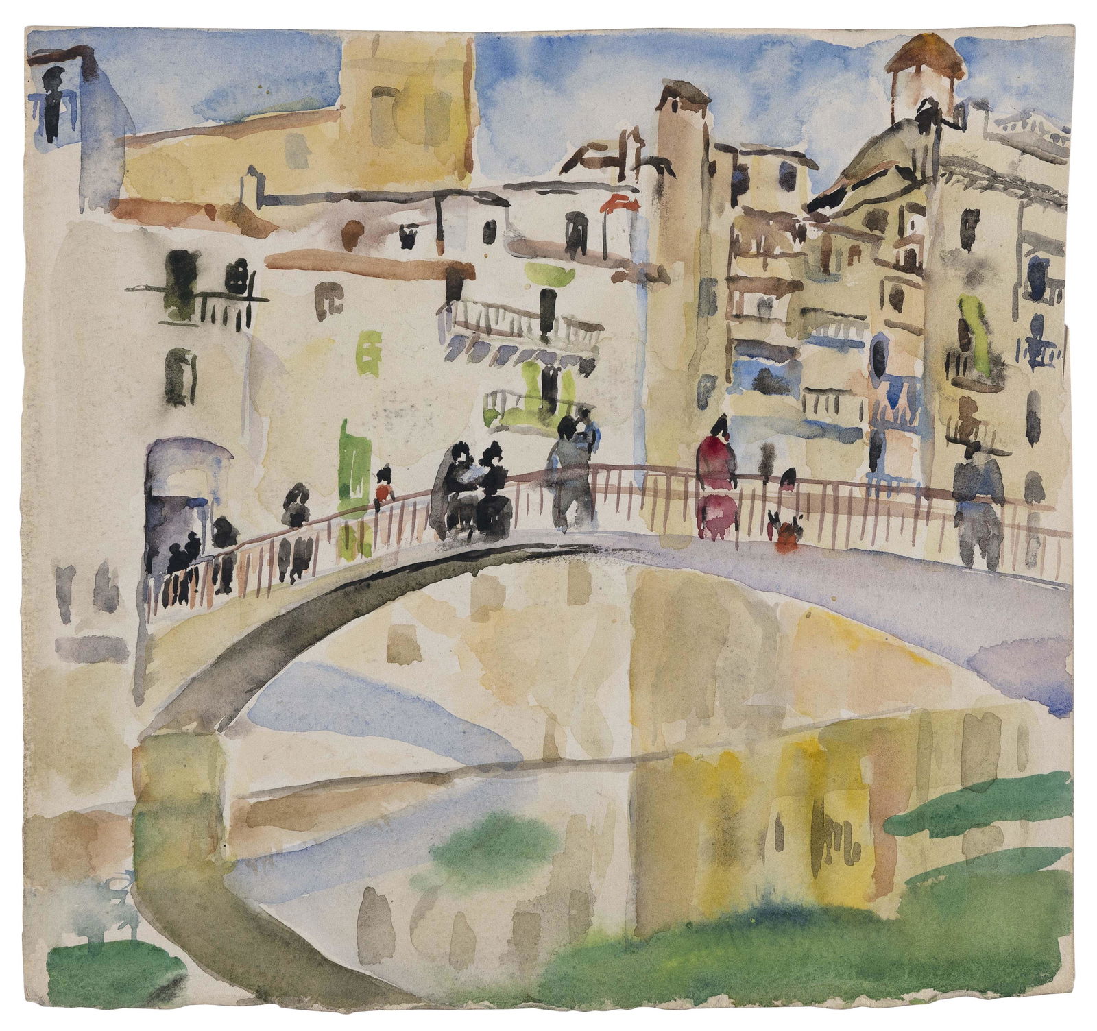 MARTHA WALTER (Massachusetts/Pennsylvania/France, 1875-1976), Girona, Spain., Watercolor on cream (1 of 1)