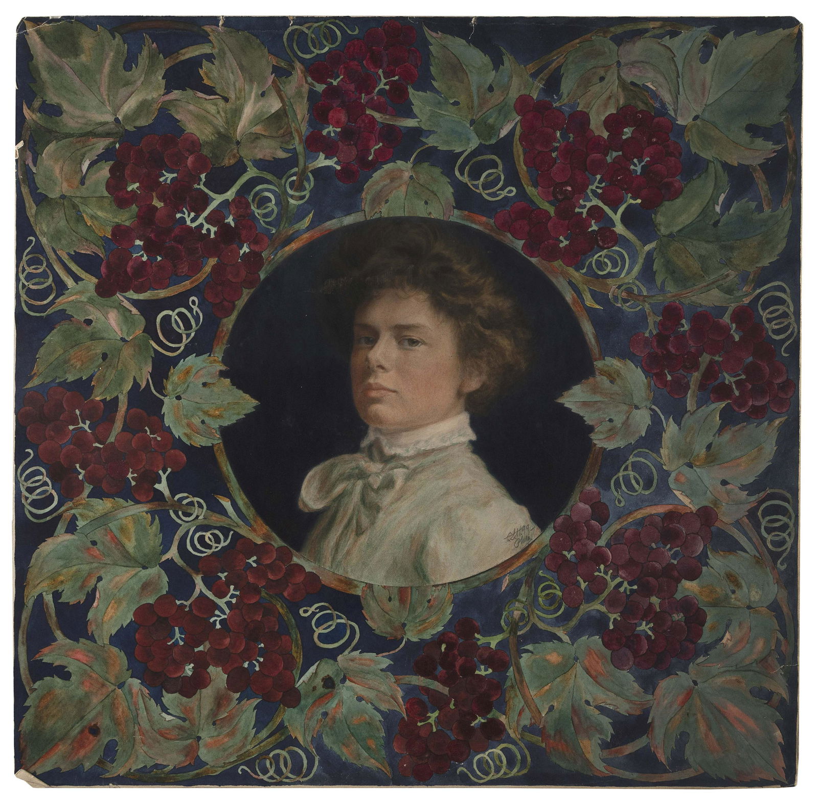 CHARLES SYDNEY HOPKINSON Massachusetts, 1869-1962 Mrs. Robert Cassatt, 1899. Initialed and dated: CHARLES SYDNEY HOPKINSONMassachusetts, 1869-1962Mrs. Robert Cassatt, 1899. Initialed and dated “CHS 99-" and inscribed “Phila” lower right.Watercolor on paper affixed to a secon