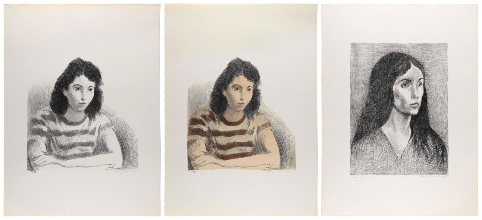 RAPHAEL SOYER   New York, 1899-1997  "Women's Head I", 1979. Portfolio with two (1 of 4)