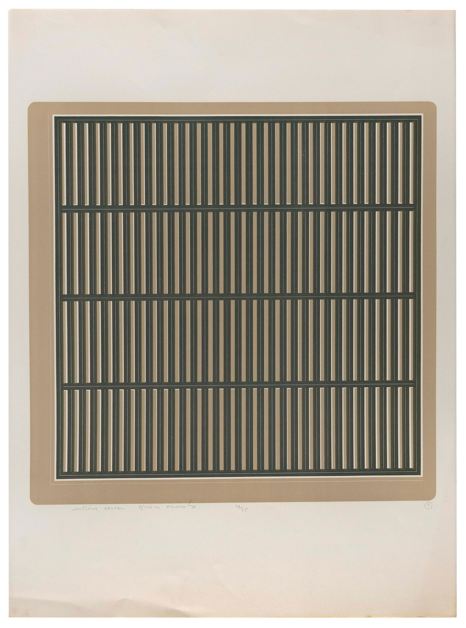 GORDON HOUSE   Britain, 1932-2004  "Vertical Screen", 1970. Signed, dated, titled and (1 of 1)