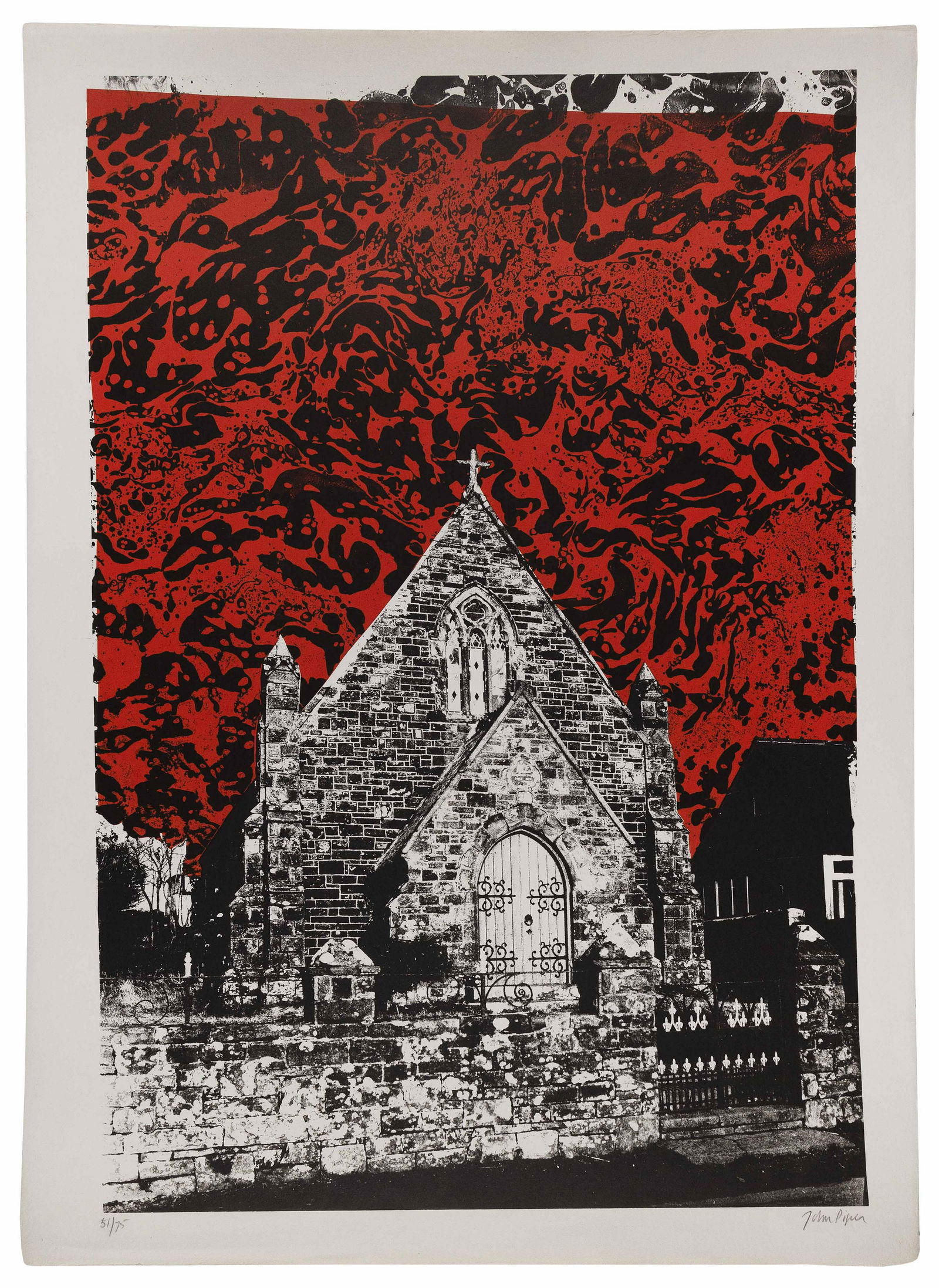 JOHN PIPER   England, 1903-1992  Newgate Chapel, 1966. Signed and numbered 51/75 in pencil lower (1 of 1)