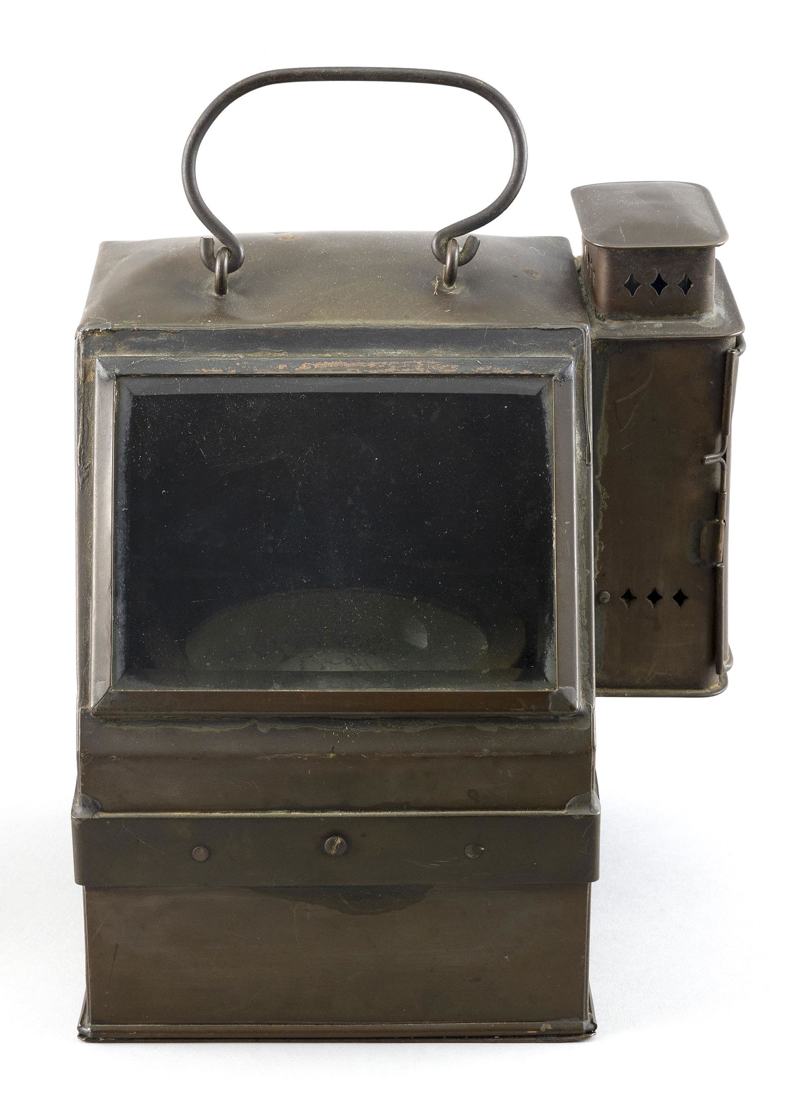 U.S. NAVAL SHIP'S COMPASS HOUSED IN A BRASS AND COPPER BINNACLE Early 20th Century Height 12”. (1 of 3)