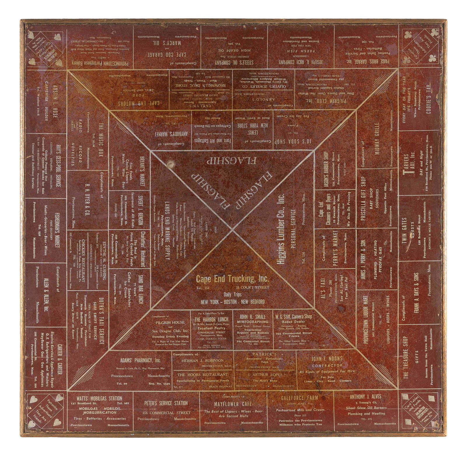 FOLDING CARD TABLE OF PROVINCETOWN INTEREST Last Half of the 20th Century Height 27”. Top 30" (1 of 3)