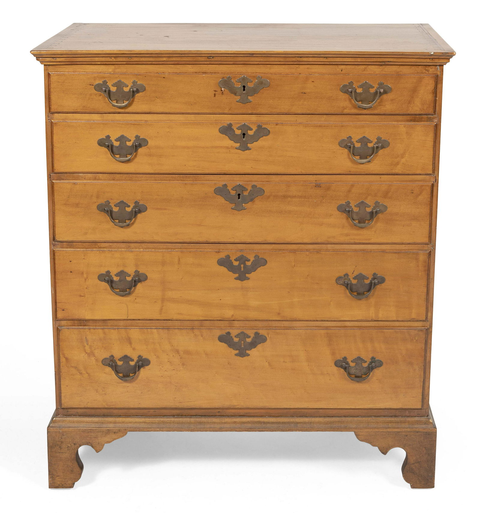CHIPPENDALE CHEST OF DRAWERS New England, Probably Early 19th Century Height 40.5”. Width (1 of 5)