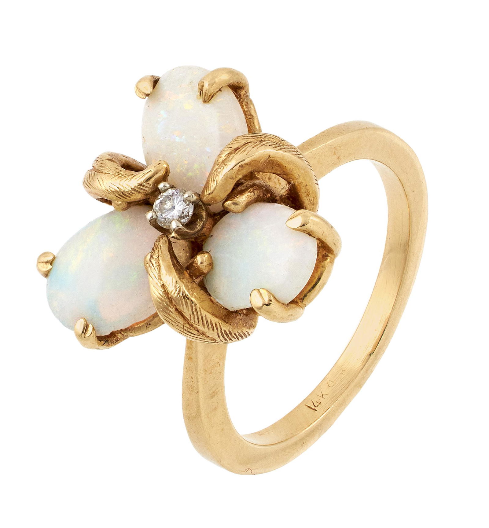 14KT YELLOW GOLD, DIAMOND AND OPAL RING Approx. 3.64 total dwt. (1 of 1)