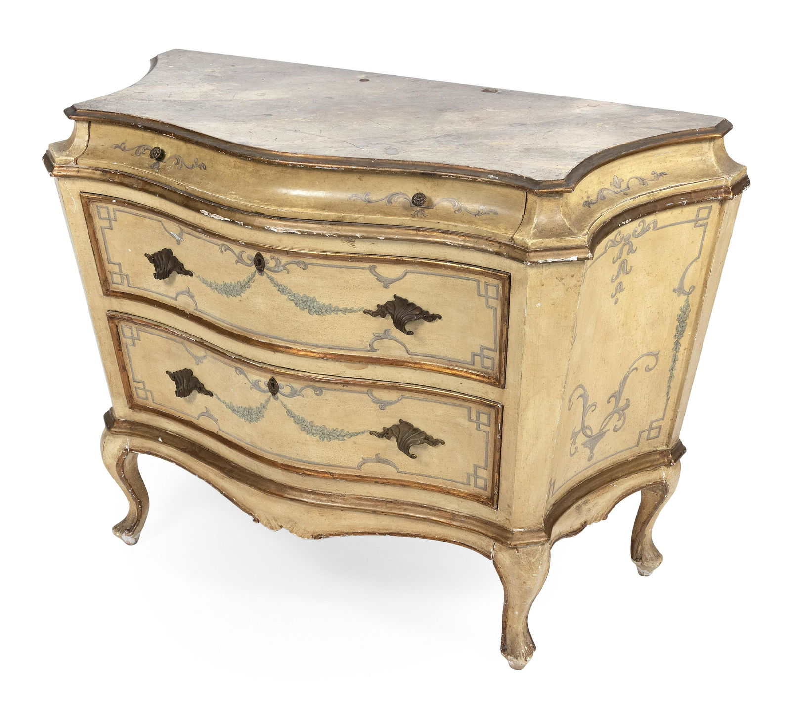 ITALIAN NEOCLASSICAL PAINTED COMMODE 20th Century Height 34.25”. Width 45.5”. Depth (1 of 1)