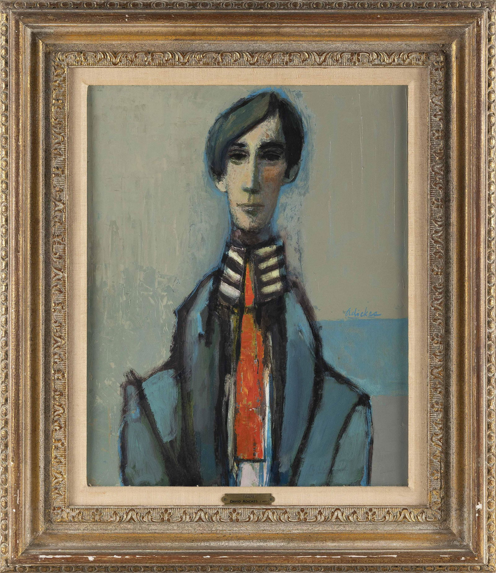 DAVID PRYOR ADICKES (Texas, b. 1927), Half-length portrait of a young man., Oil on canvas, (1 of 2)