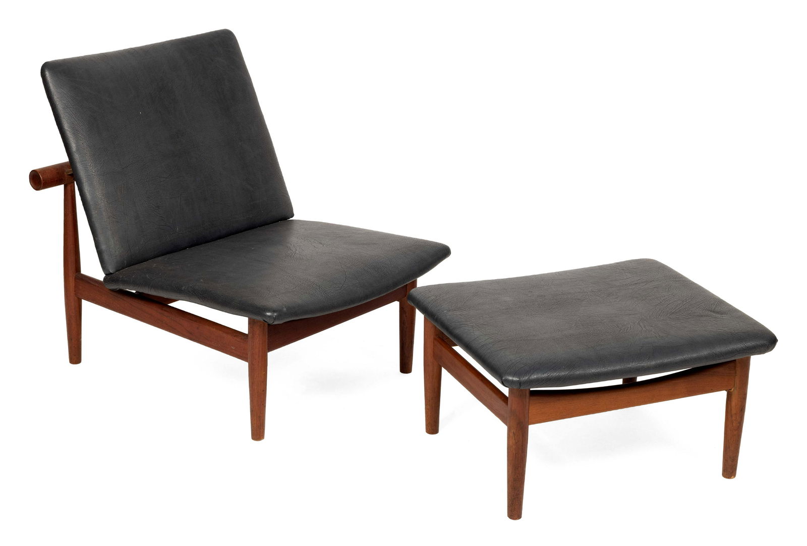 DANISH MODERN TEAK LOUNGE CHAIR AND OTTOMAN BY FINN JUHL Mid-20th Century Chair back height 28” (1 of 4)