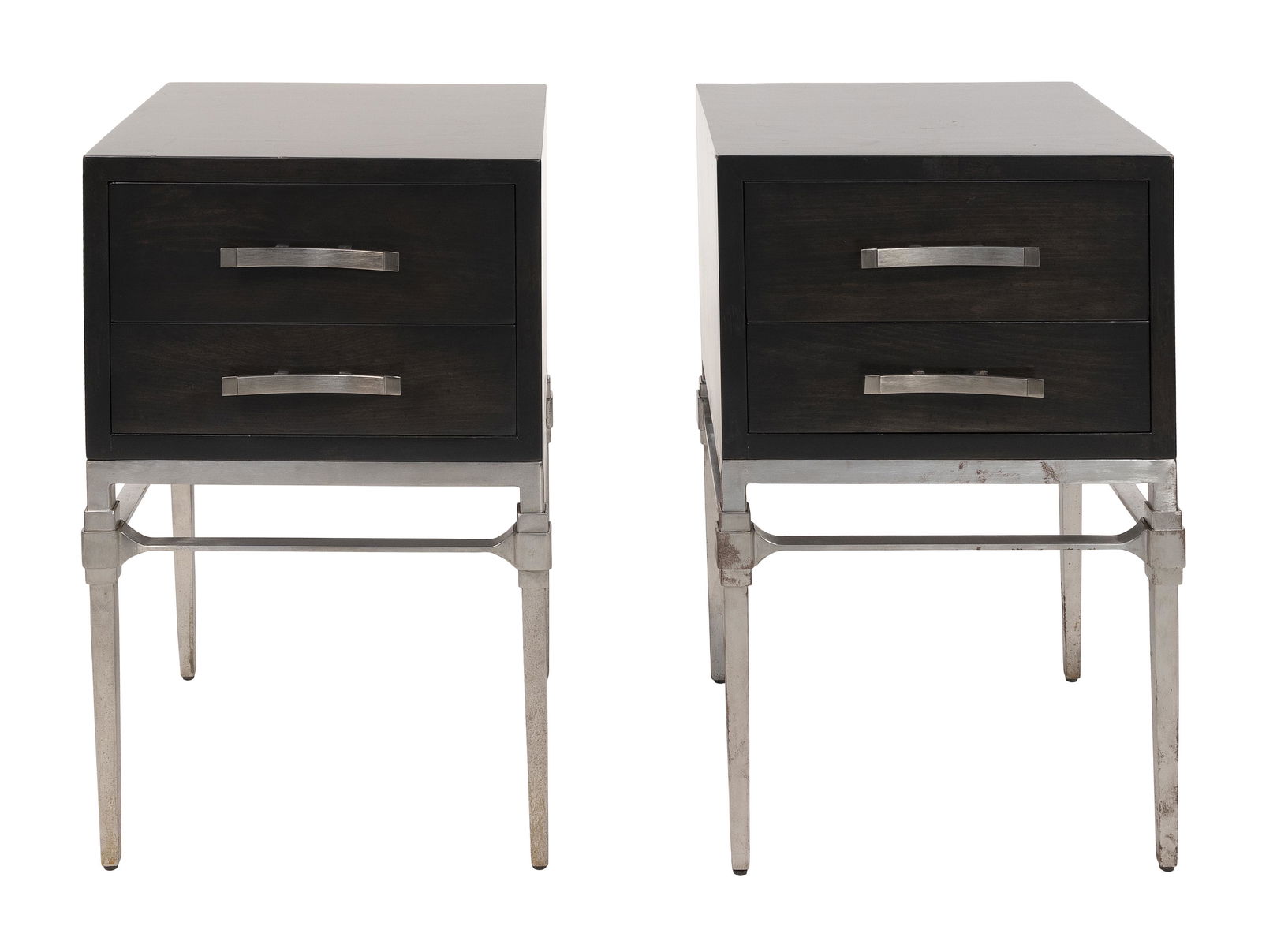 PAIR OF BAUSMAN & COMPANY END TABLES Contemporary Heights 28.75”. Widths 18”. Depths (1 of 1)
