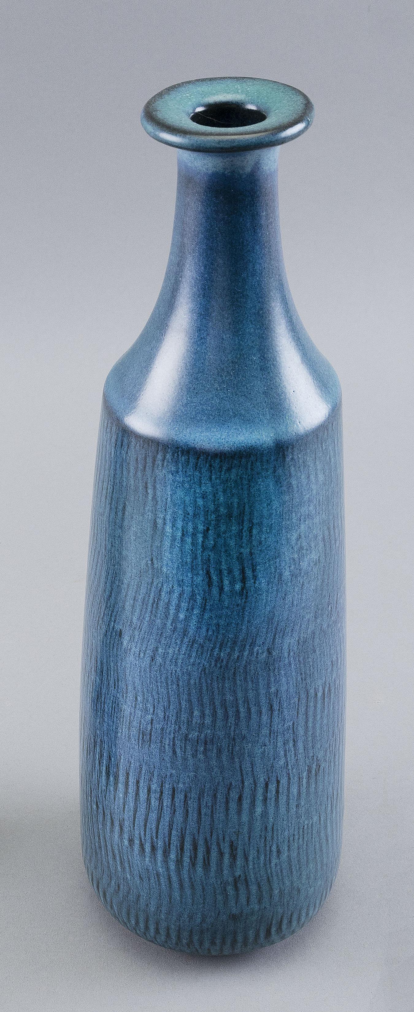 GUNNAR NYLUND GLAZED CERAMIC BOTTLE VASE Denmark, 20th Century Height 12". (1 of 3)