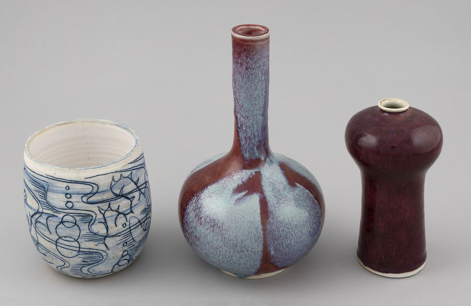 THREE PIECES OF HARRY HOLL SCARGO POTTERY Dennis, Massachusetts, Late 20th Century (1 of 3)