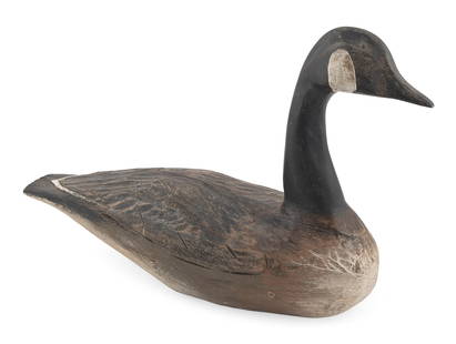 HANK WALKER CANADA GOOSE DECOY Newbury, Massachusetts, 1919-1995 Length 25&#8221;.: HANK WALKER CANADA GOOSE DECOYNewbury, Massachusetts, 1919-1995Tack eyes. Carved feathers.Length 25&#8221;.