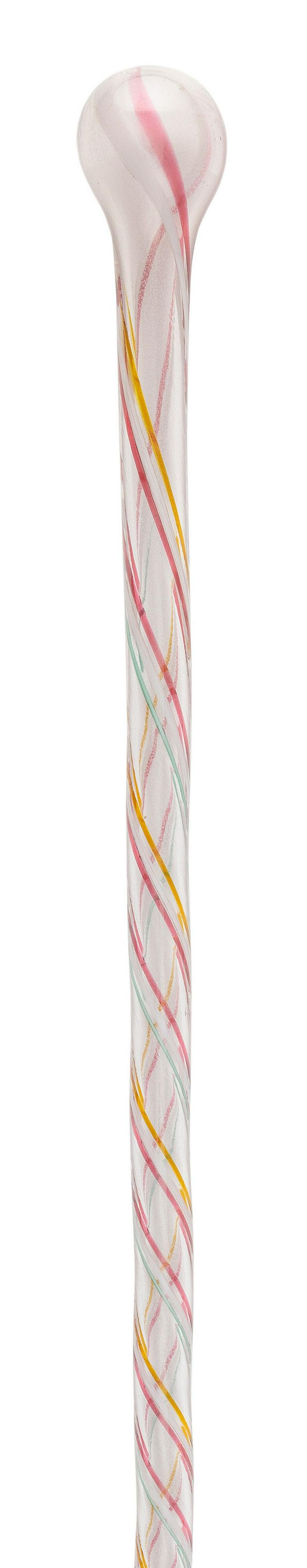 AMERICAN OR ENGLISH BLOWN GLASS PARADE CANE Circa 1800 Length 52". (1 of 2)