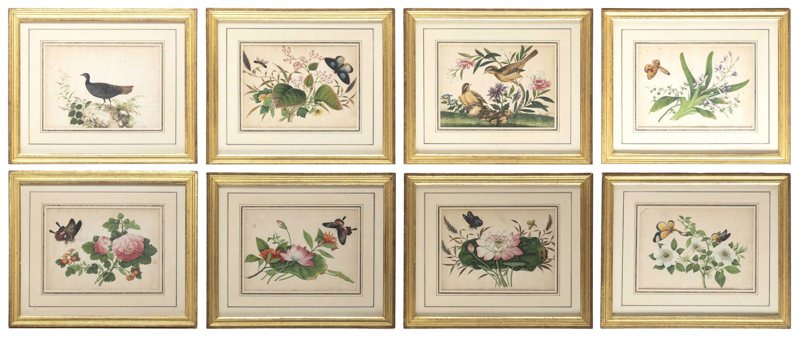 SET OF EIGHT CHINESE EXPORT PITH PAPER PAINTINGS 19th Century Watercolor and gouache on pith paper, (1 of 5)