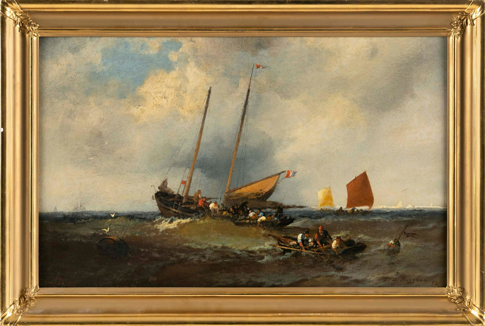 FRANKLIN DULLIN BRISCOE (Pennsylvania/Maryland, 1844-1903), Out on a choppy sea., Oil on board, (1 of 2)