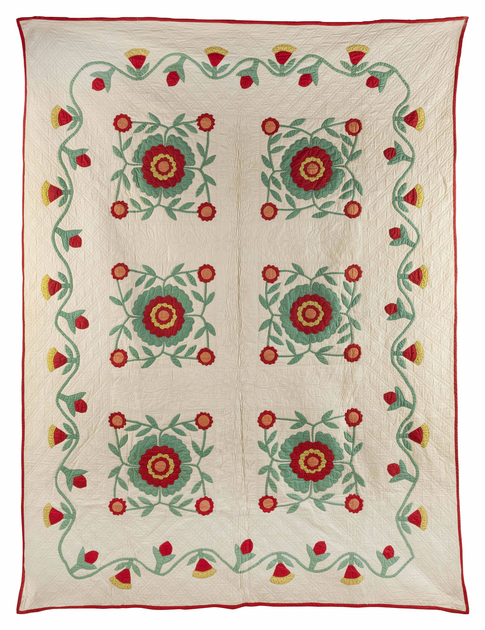 MENNONITE APPLIQUED QUILT Circa 1930 86” x 67”. (1 of 1)