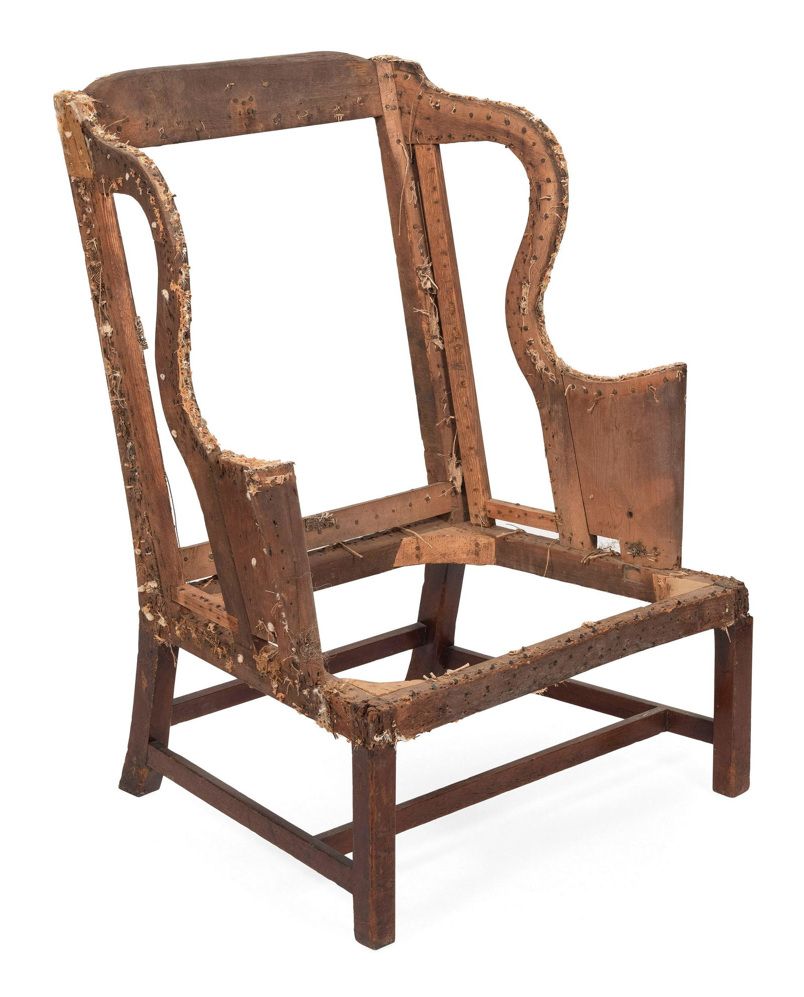 CHIPPENDALE WING CHAIR New England, Circa 1780 Back height 44”. Seat height 14.25”. (1 of 1)