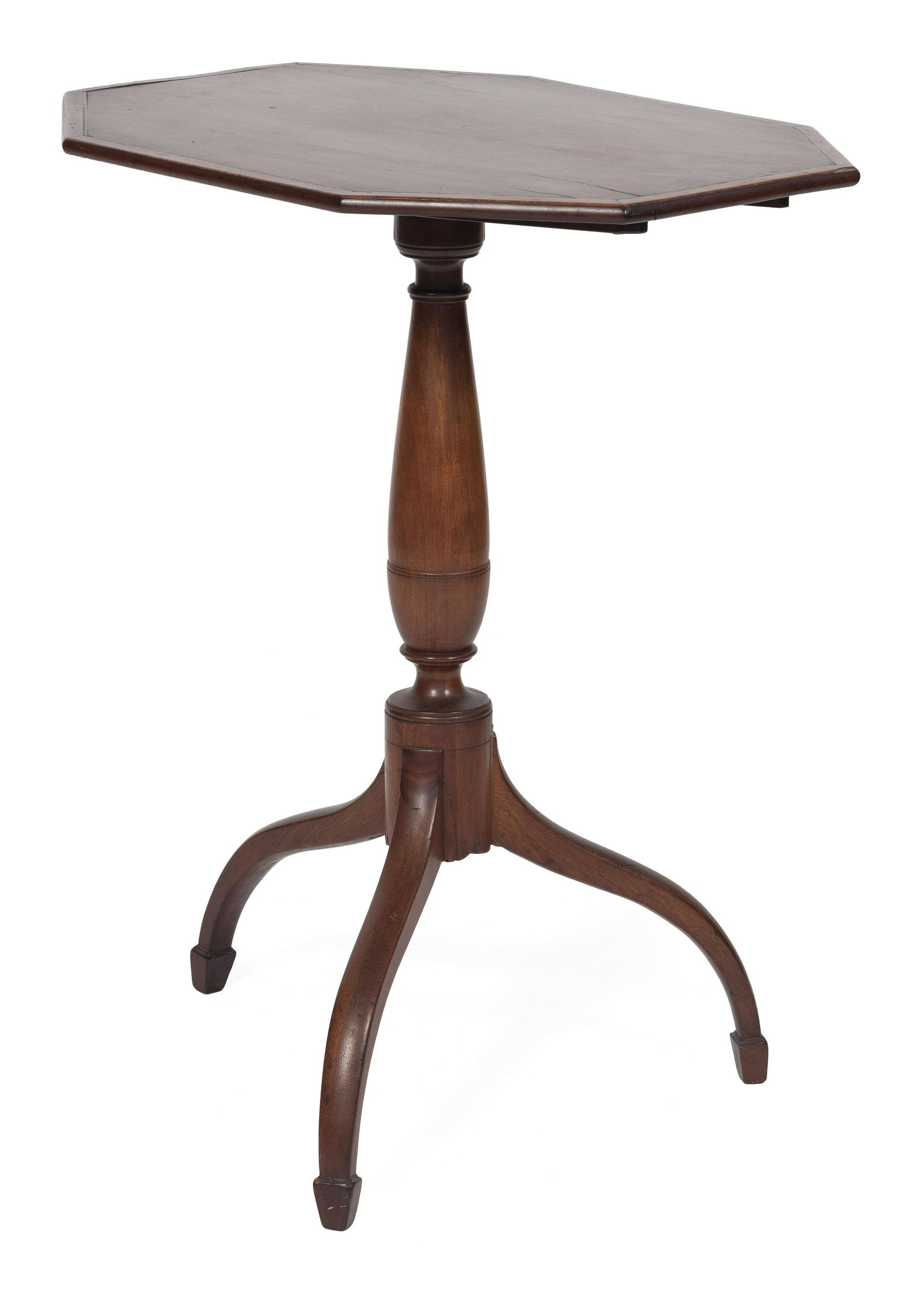 FEDERAL TILT-TOP CANDLESTAND New England, Circa 1800 Height 29.25”. Top 23.75” x (1 of 2)