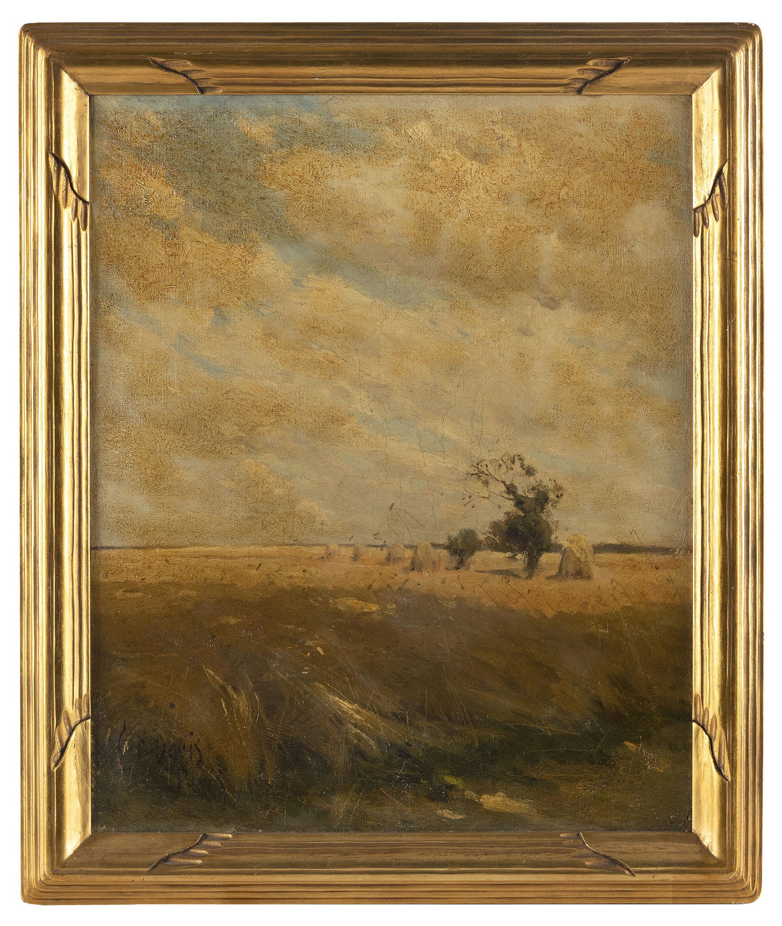 CHARLES HAROLD DAVIS (Connecticut/New York/Massachusetts/France, 1856-1933), Haystacks under an (1 of 2)