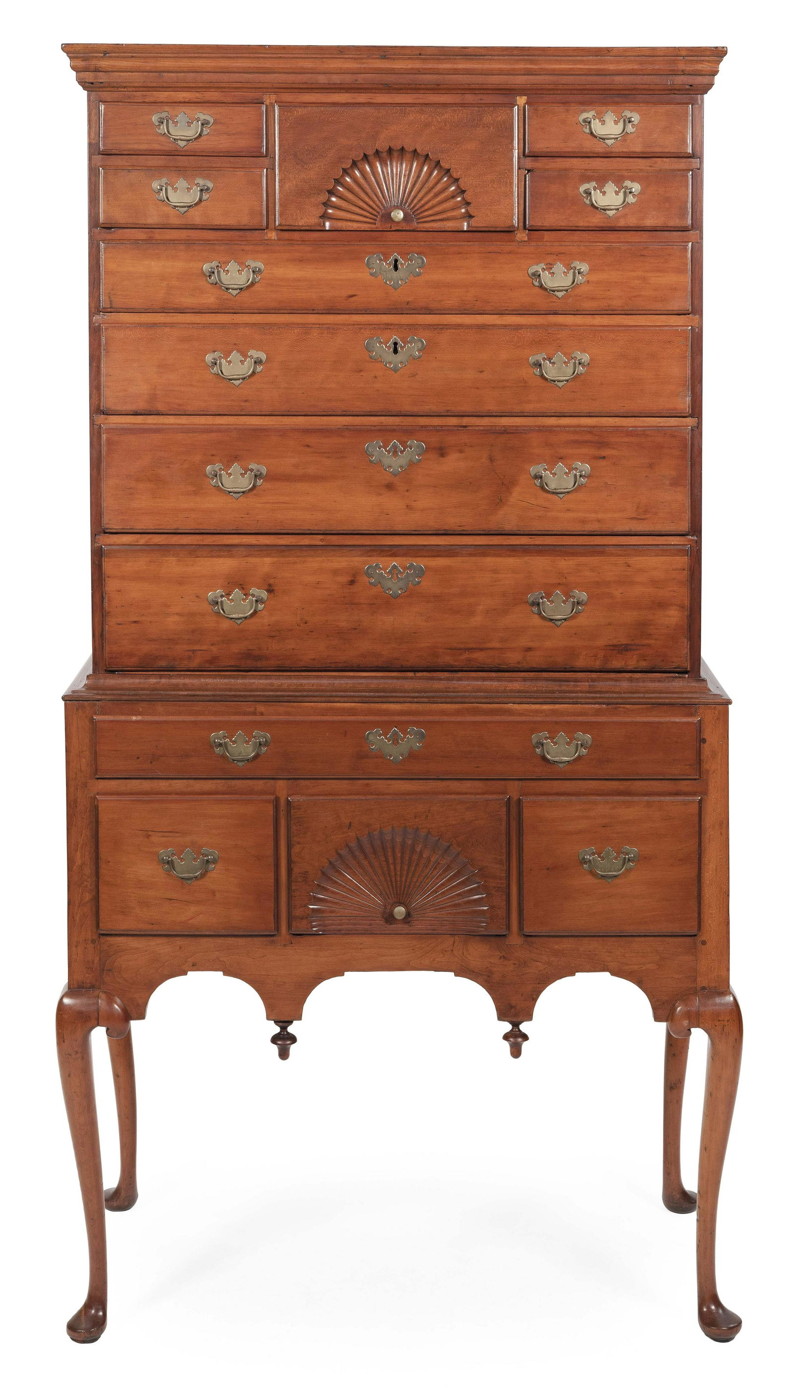 QUEEN ANNE HIGHBOY Circa 1790 Height 68”. Width 39”. Depth 21”. (1 of 1)