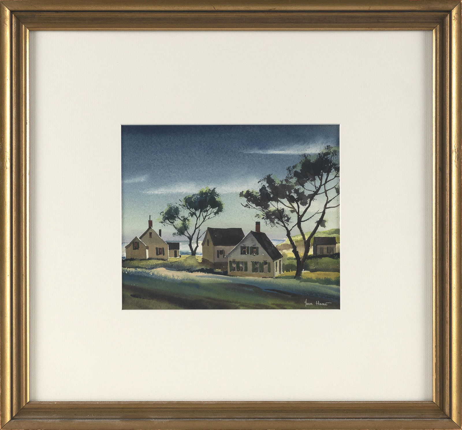 JOHN CUTHBERT HARE (Massachusetts/Florida, 1908-1978), Cape Cod houses by the shore., Watercolor on (1 of 2)