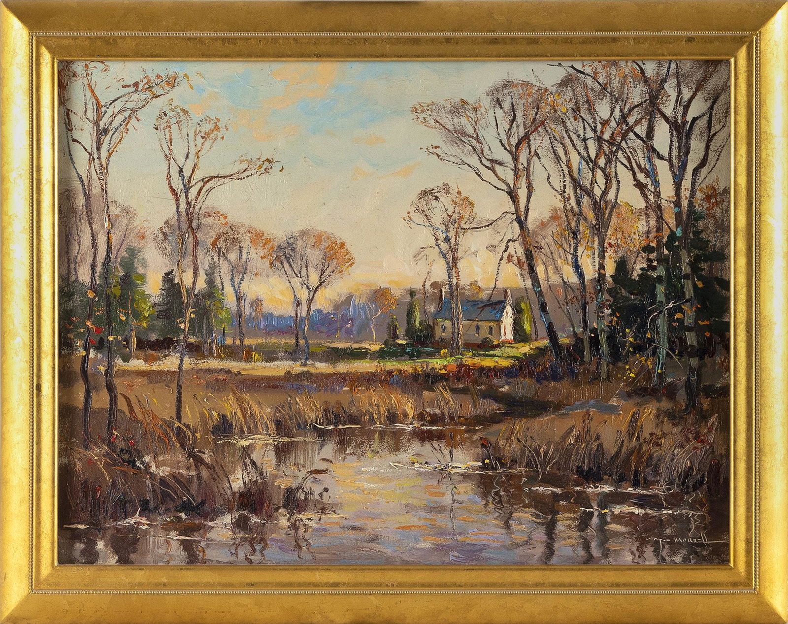 WAYNE BEAM MORRELL (Massachusetts/New Jersey, 1923-2013), "Spring Marsh Light"., Oil on masonite, (1 of 2)