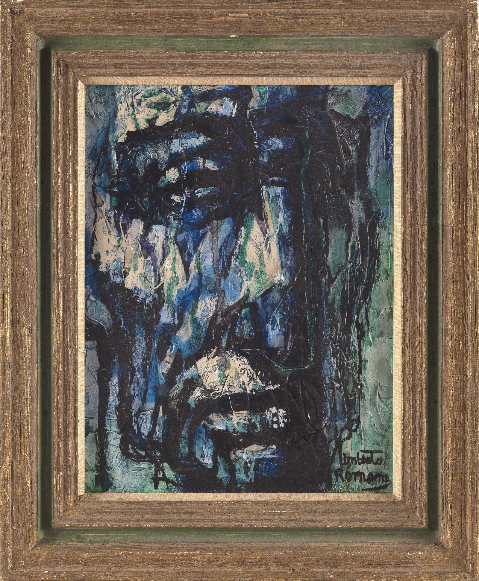 UMBERTO ROMANO (New York/Massachusetts/Italy, 1905-1984), Semi-abstract portrait in blues and (1 of 2)