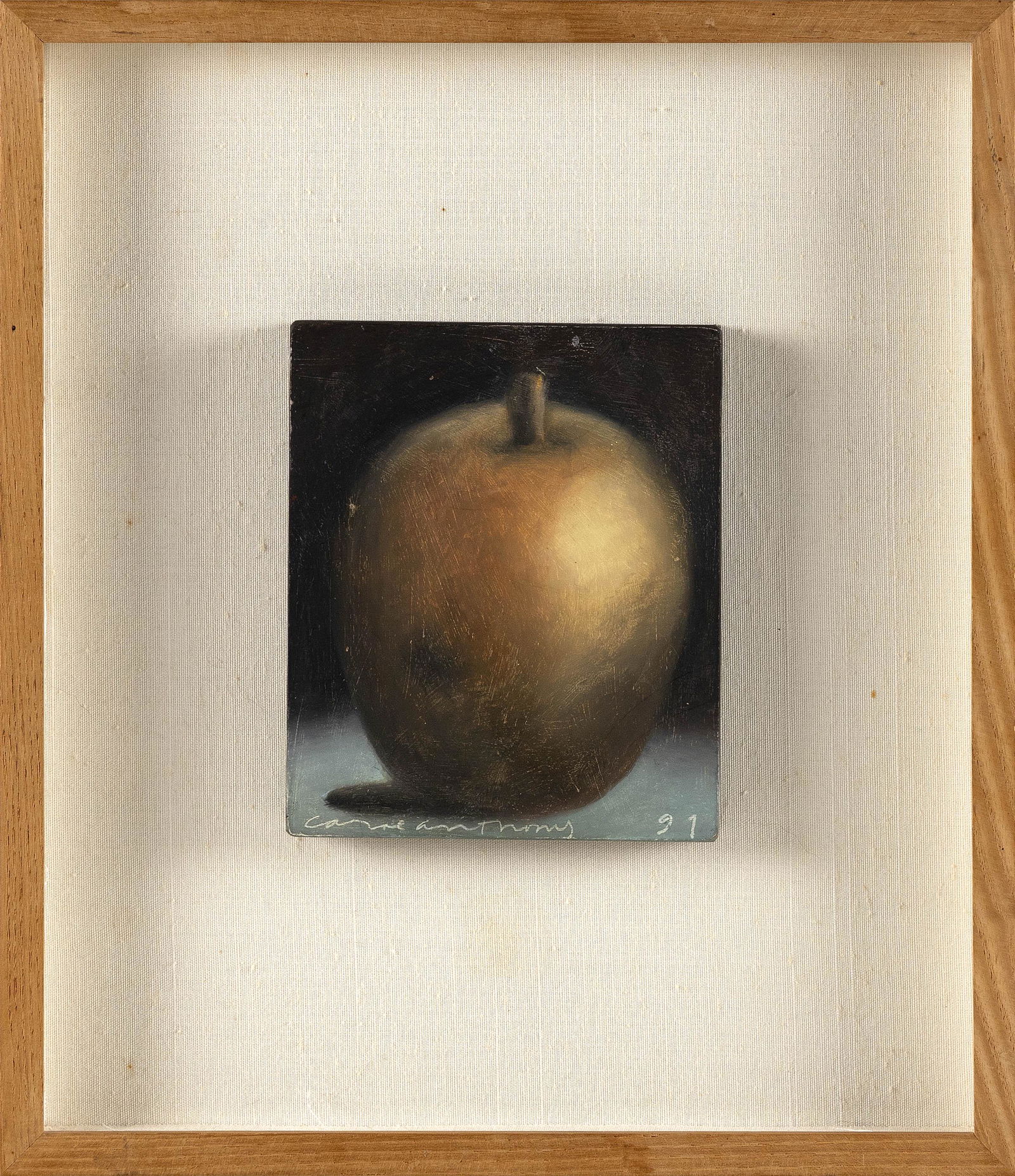 CAROL ANTHONY (New Mexico/Connecticut, b. 1943), Golden apple., Oil on board, 6.25" x 5" sight. (1 of 2)