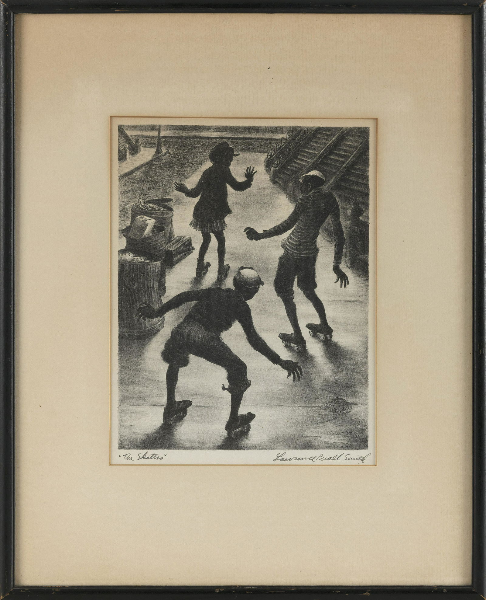 LAWRENCE BEALL SMITH (New York/District Of Columbia, 1909-1995), "Skaters"., Lithograph, 12" x 9" (1 of 2)