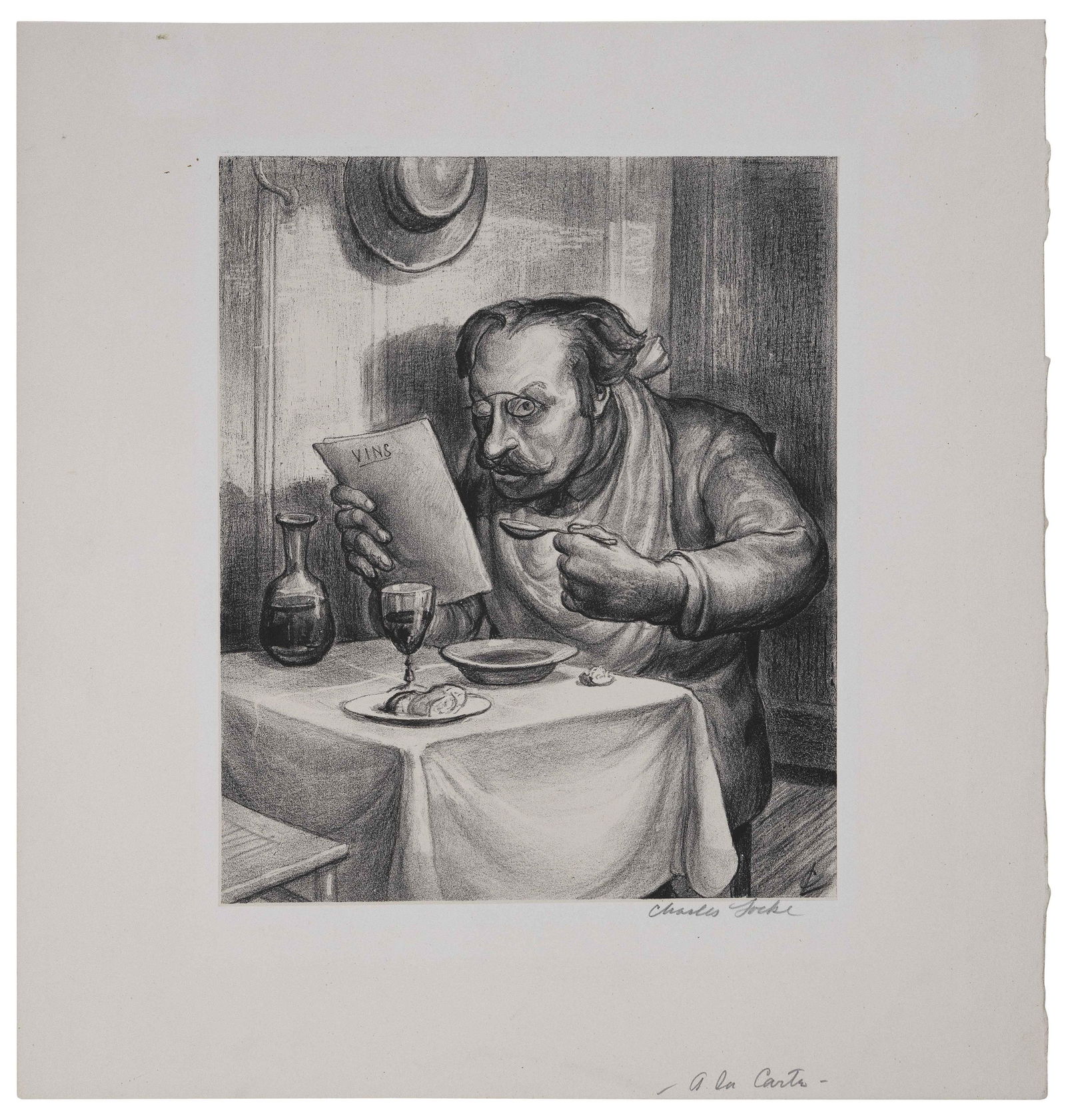 CHARLES WHEELER LOCKE (New York/Ohio, 1899-1983), A la Carte, 1925., Lithograph, 9” x (1 of 1)