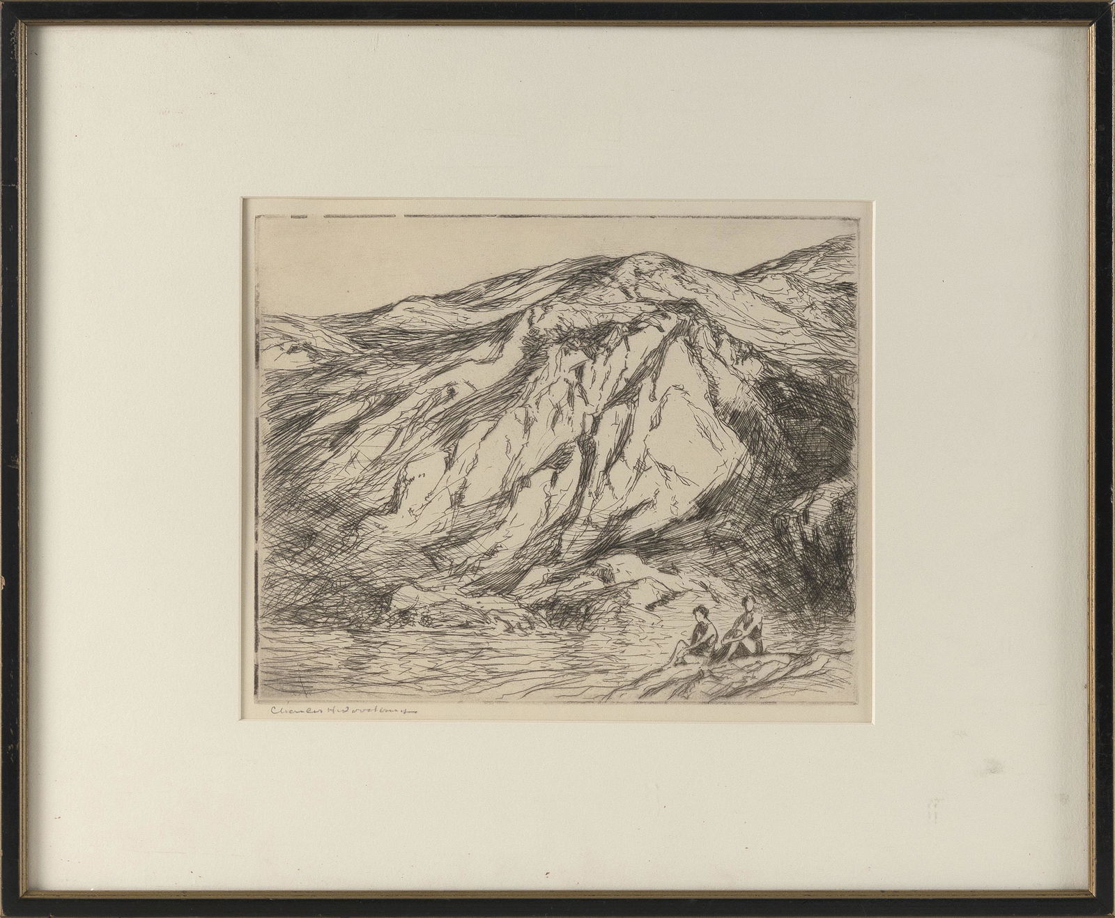 CHARLES HERBERT WOODBURY (Maine/Massachusetts, 1864-1940), Bathers., Etching, 9.5" x 11.5" sight. (1 of 2)