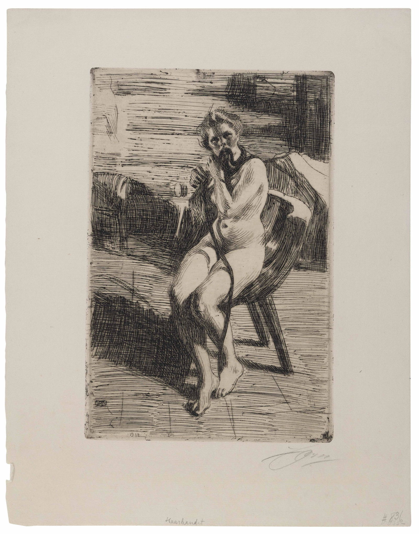ANDERS LEONARD ZORN (Illinois/Sweden, 1860-1920), The Hair Ribbon, 1912., Etching, 12” x (1 of 1)