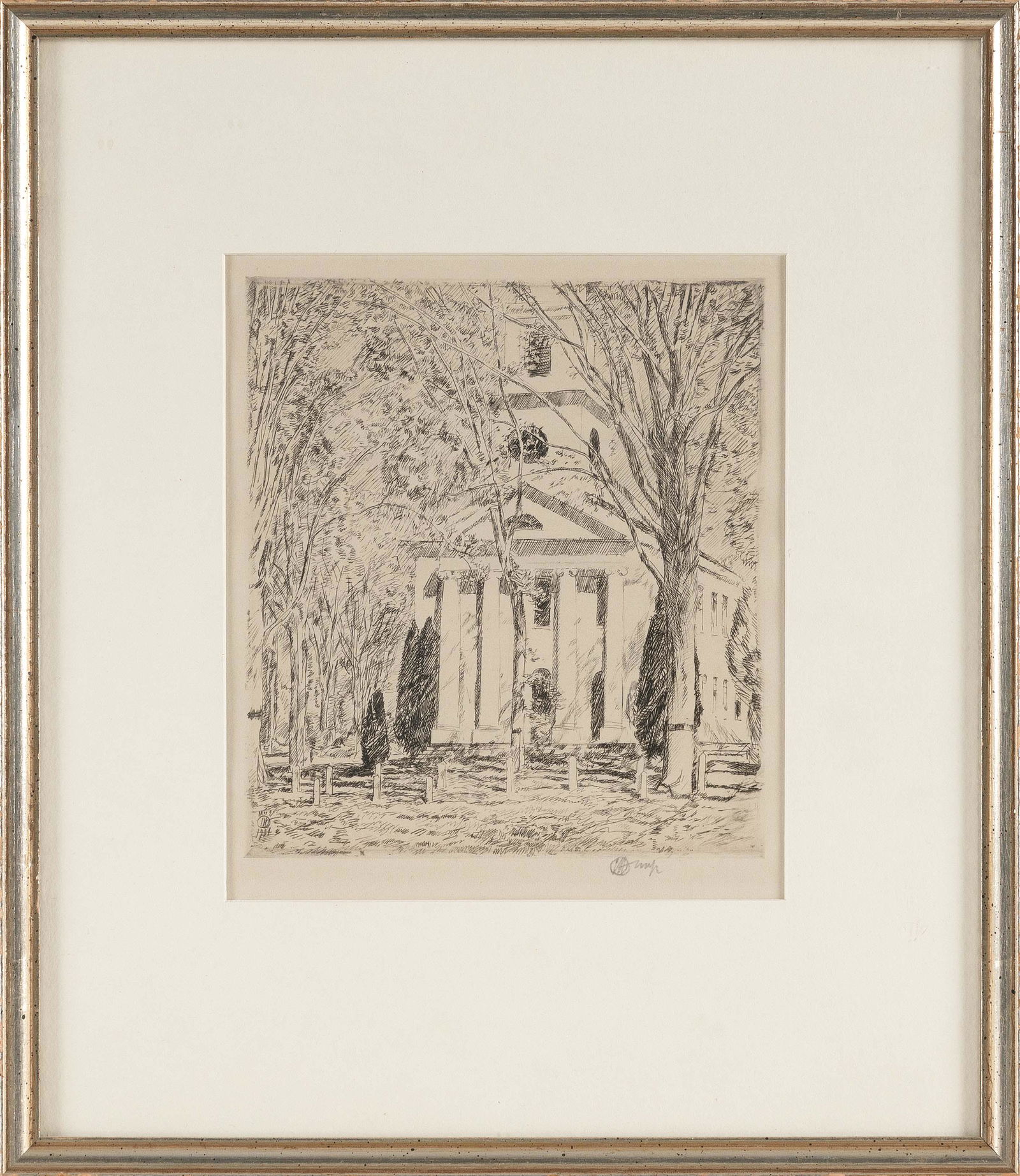 CHILDE FREDERICK HASSAM (New York/Massachusetts, 1859-1935), "The Church at Old Lyme"., Etching on (1 of 2)