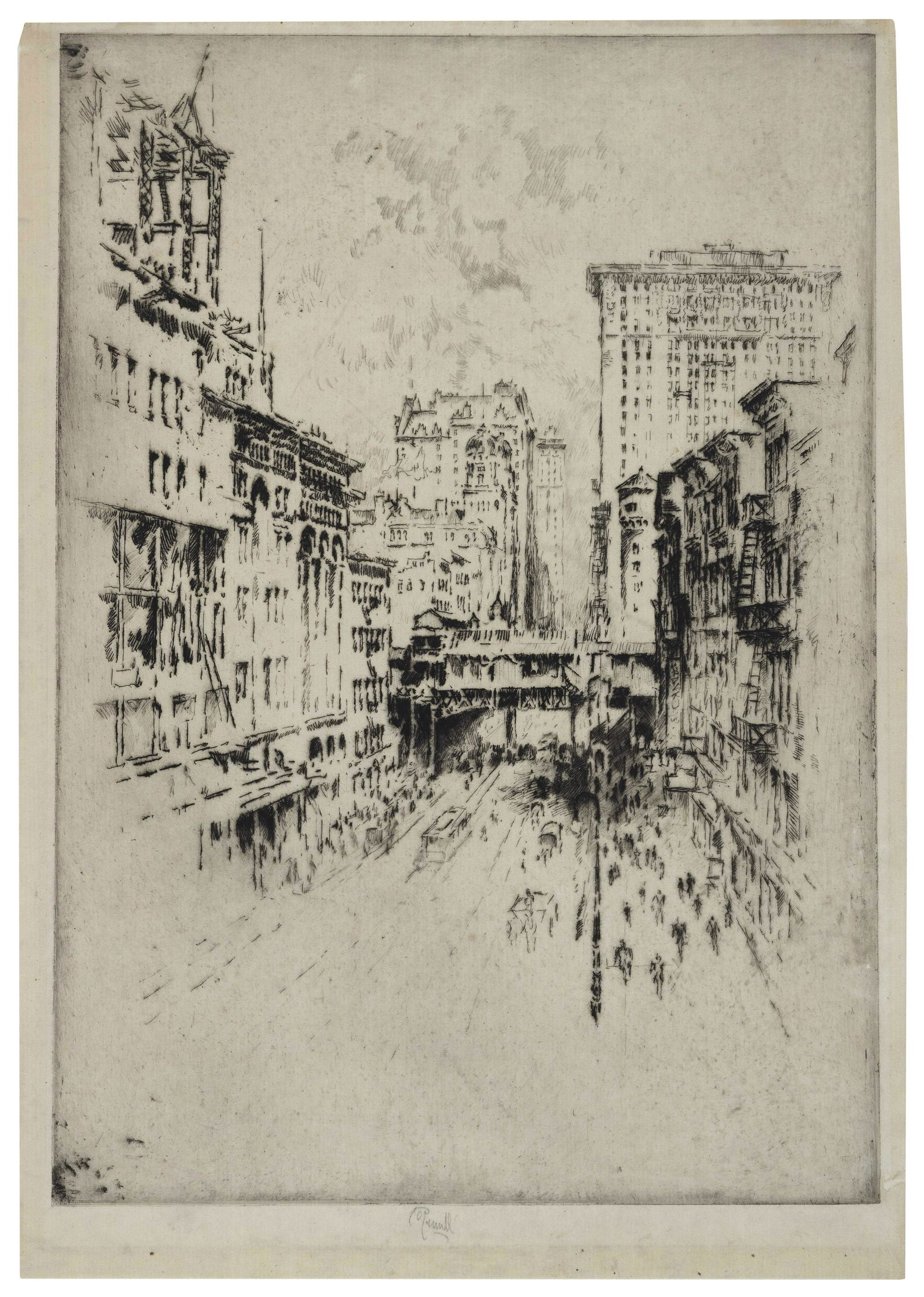 JOSEPH PENNELL (Pennsylvania/New York/United Kingdom, 1857-1926), Two etchings:, Matted 16” x (1 of 2)