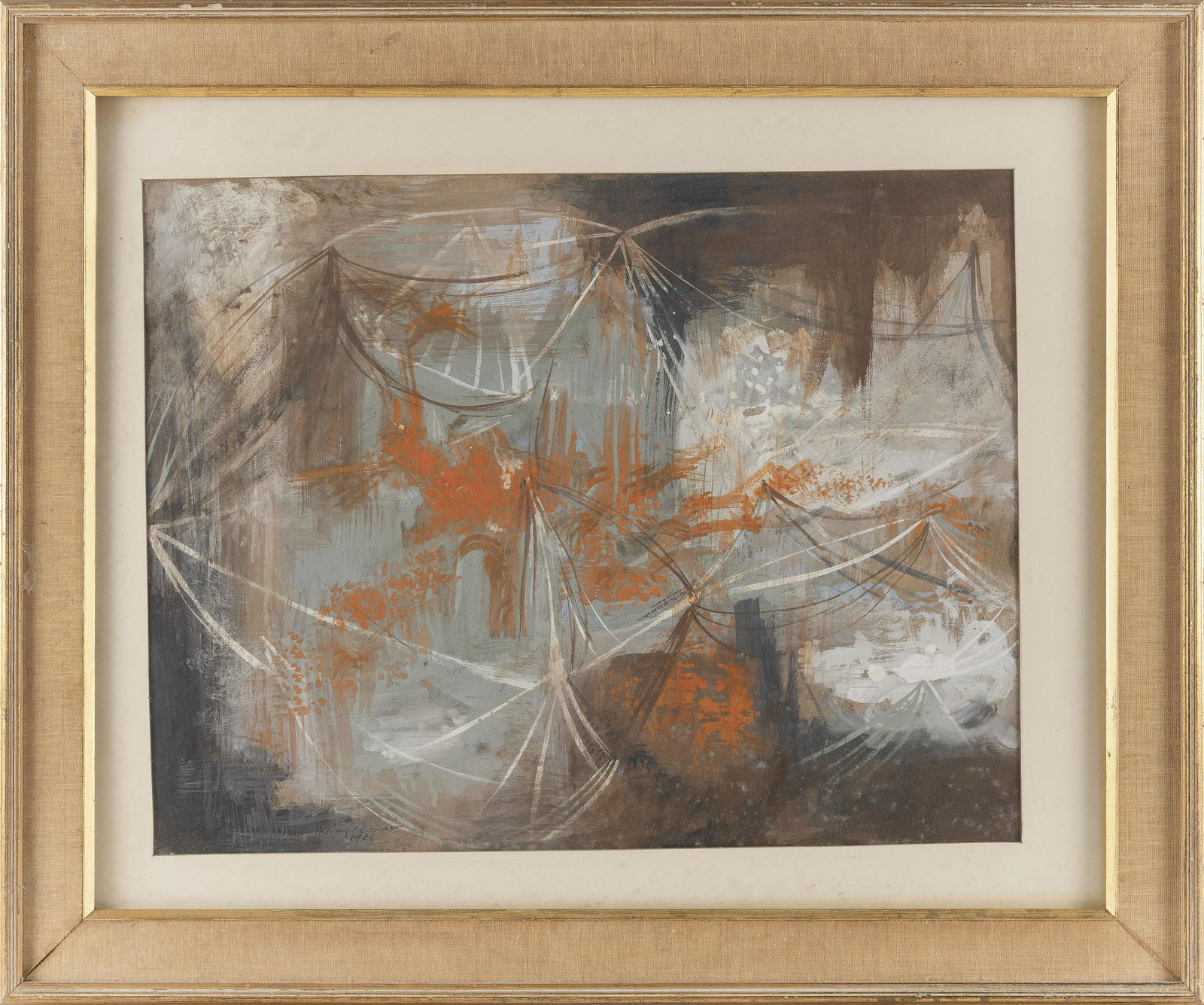 ELEMER POLONY (New York/Hungary, b. 1911), Colorful abstract., Gouache on paper, 19” x (1 of 2)