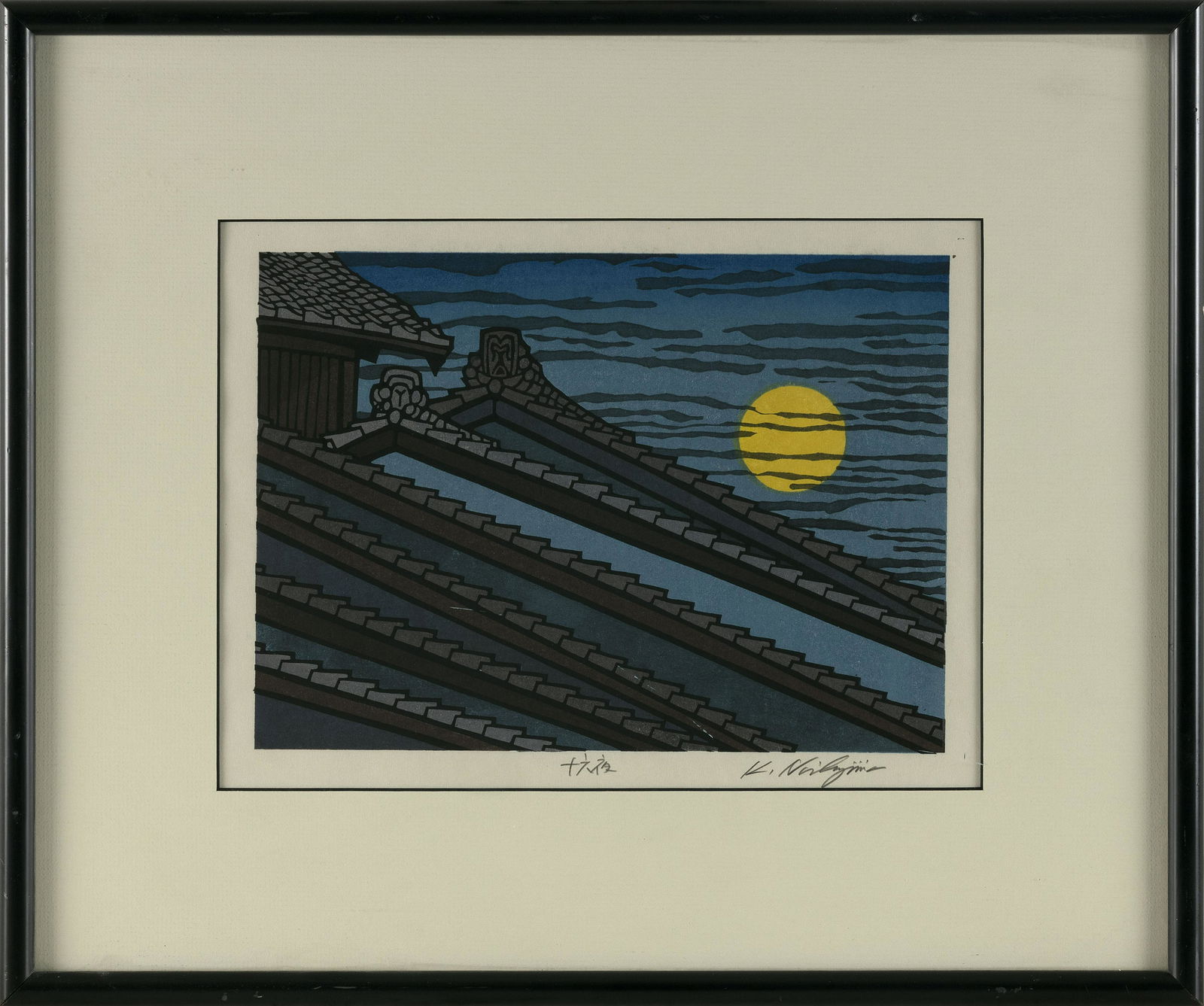 KATSUYUKI NISHIJIMA (Japan, b. 1945), "Izayo" (the Sixteenth Night)., Woodblock print, 9" x 12" (1 of 2)