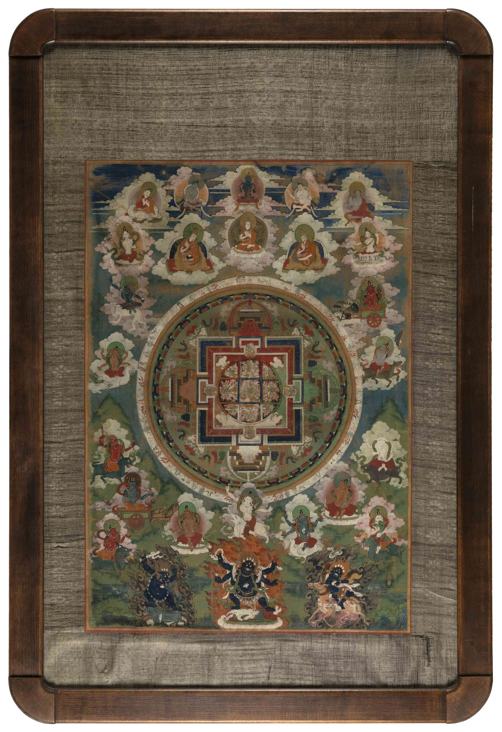 KOREAN THANGKA 19th Century On fabric, 27" x 19". Framed 41.5" x 28". (1 of 7)